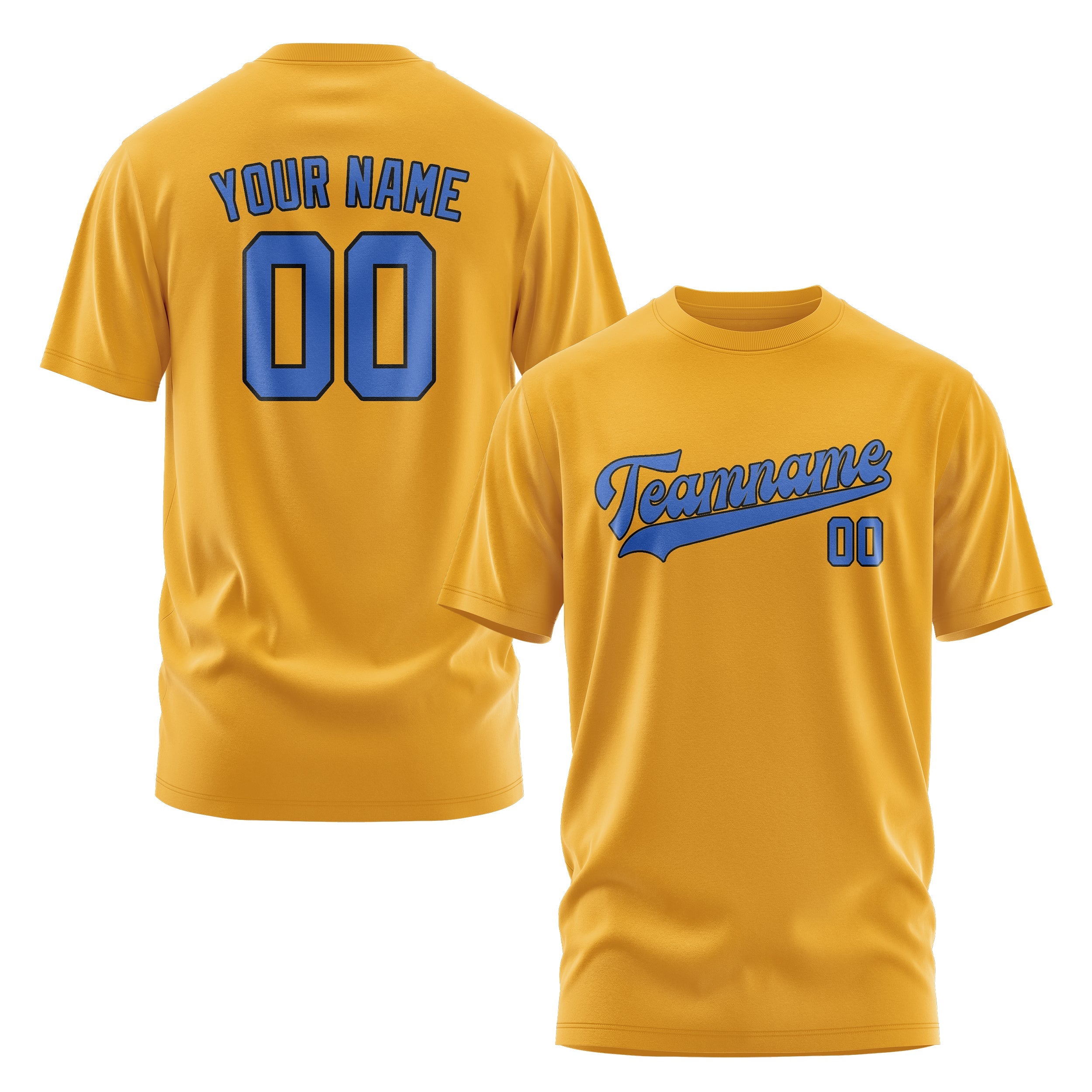 Custom Yellow Sky Blue T-Shirt
