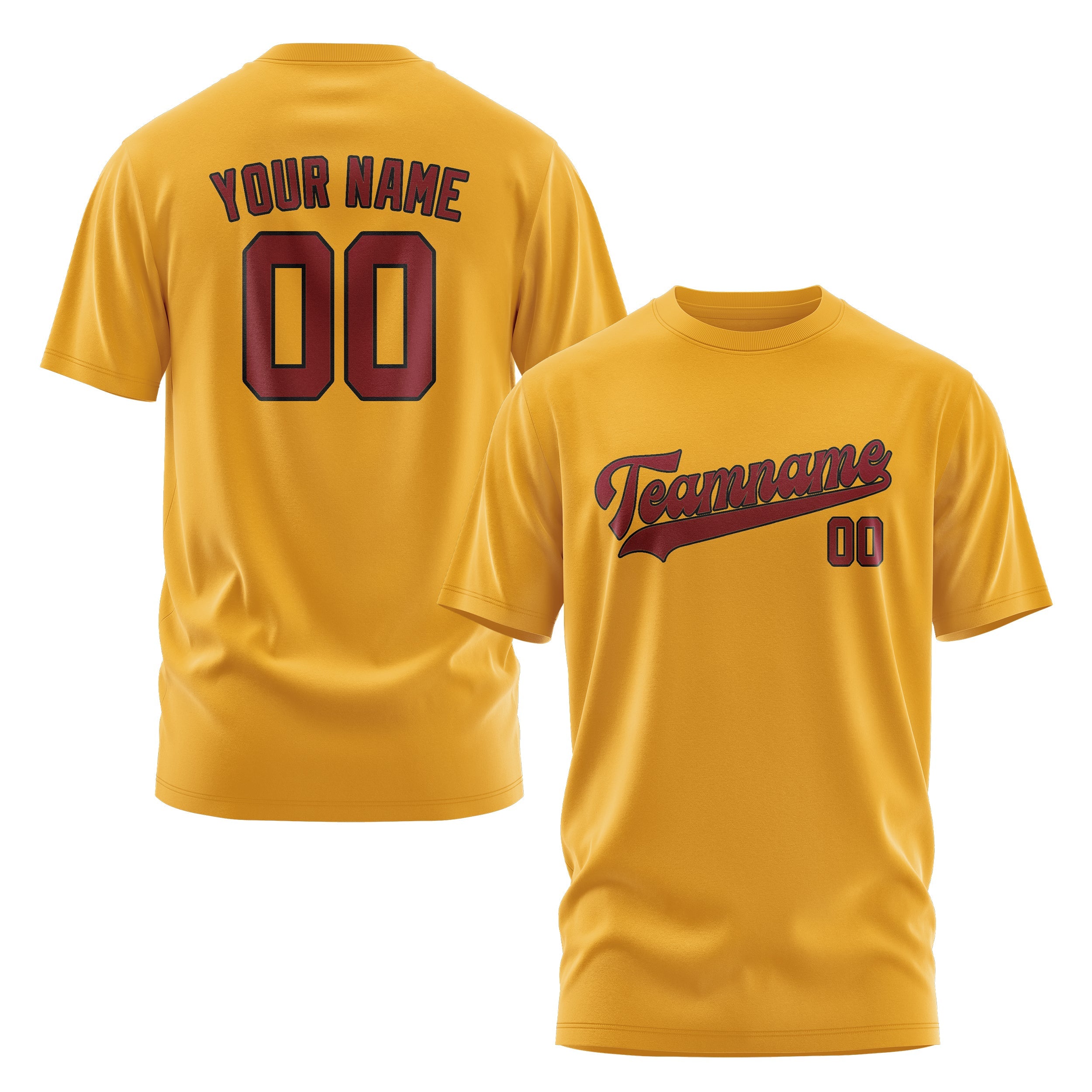 Custom Yellow Crimson Red T-Shirt