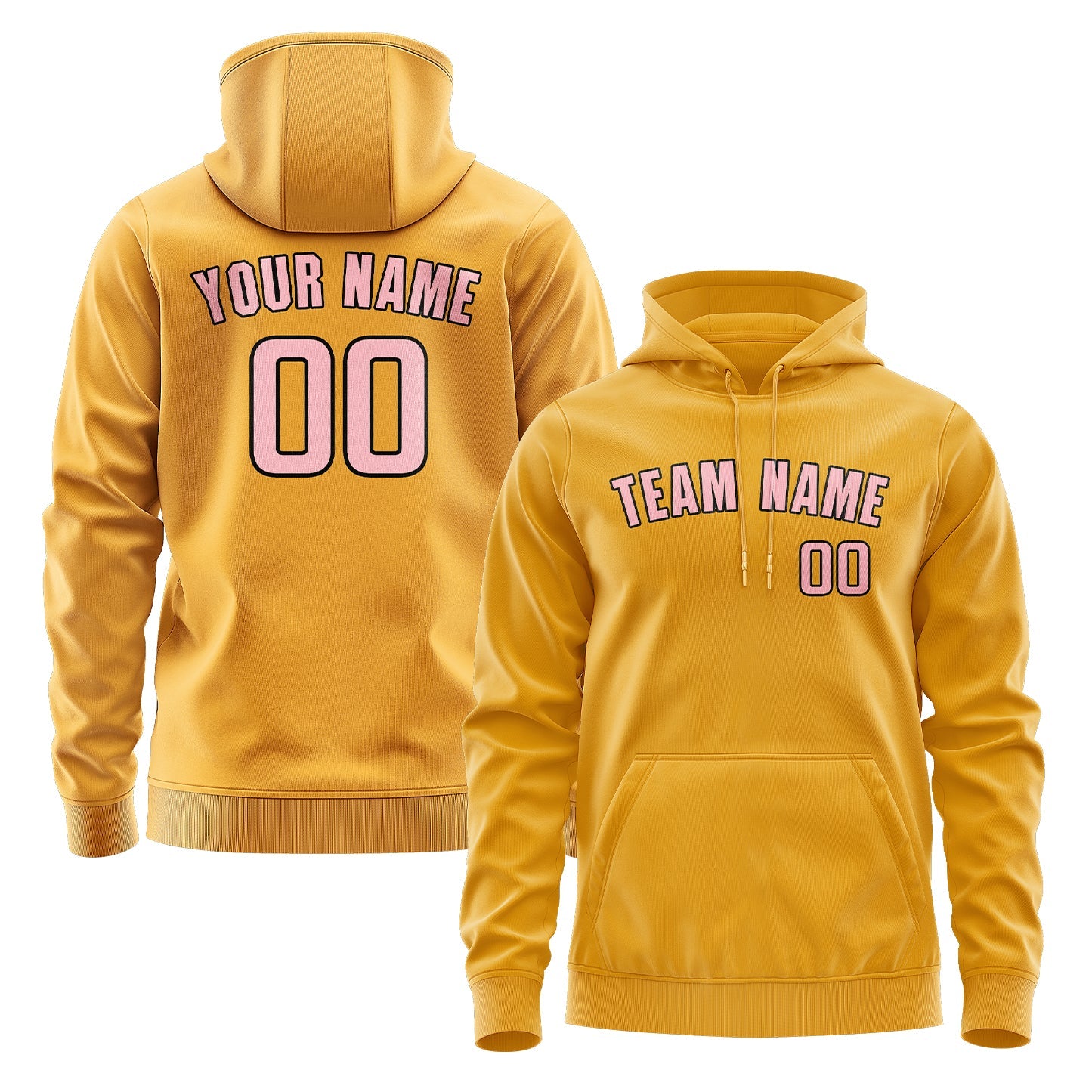 Custom Yellow Light Pink Hoodie