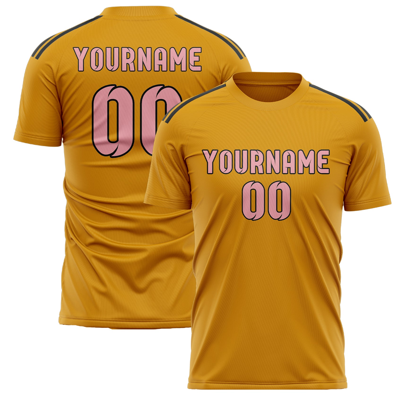 Custom Yellow Light Pink Soccer Jersey