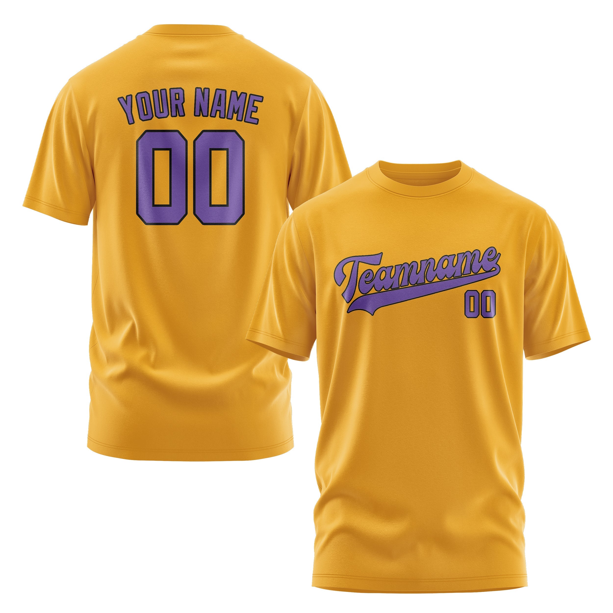 Custom Yellow Light Purple T-Shirt