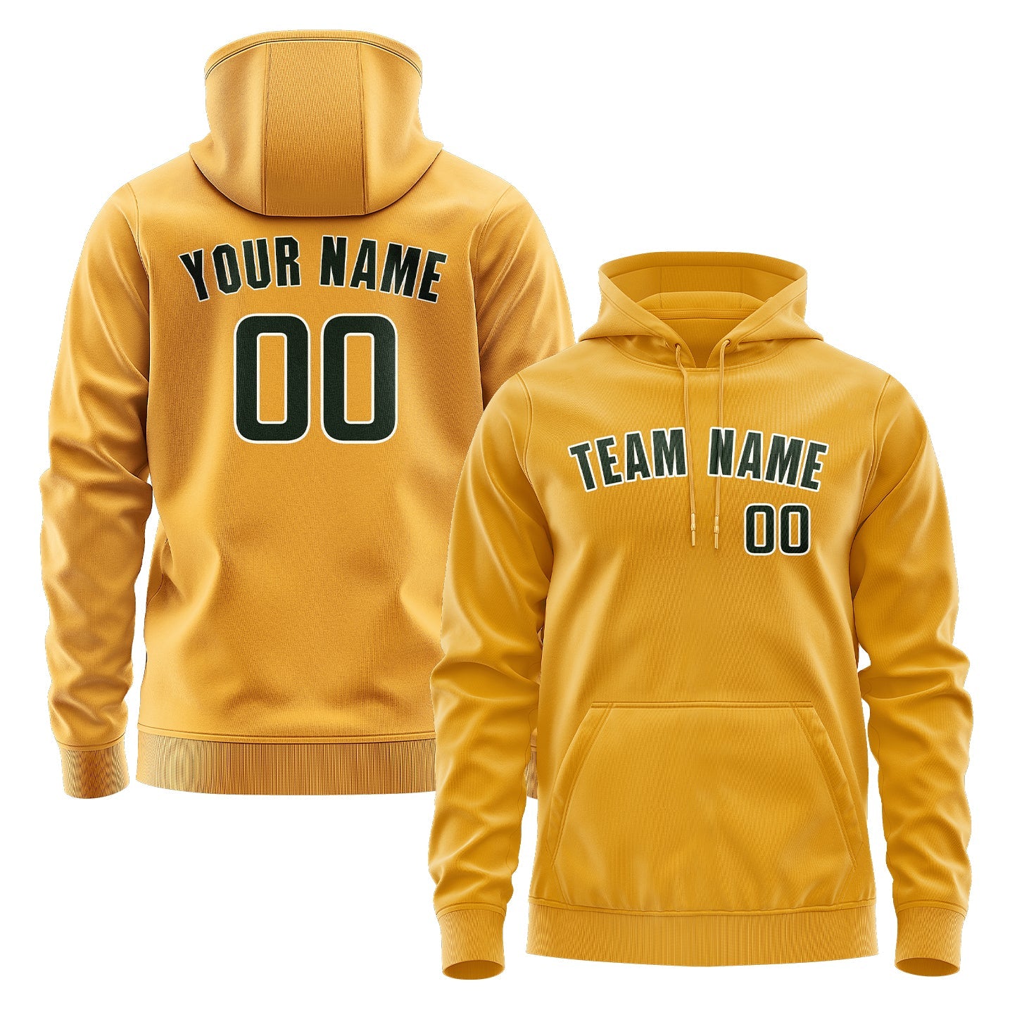 Custom Yellow Dark Green Hoodie