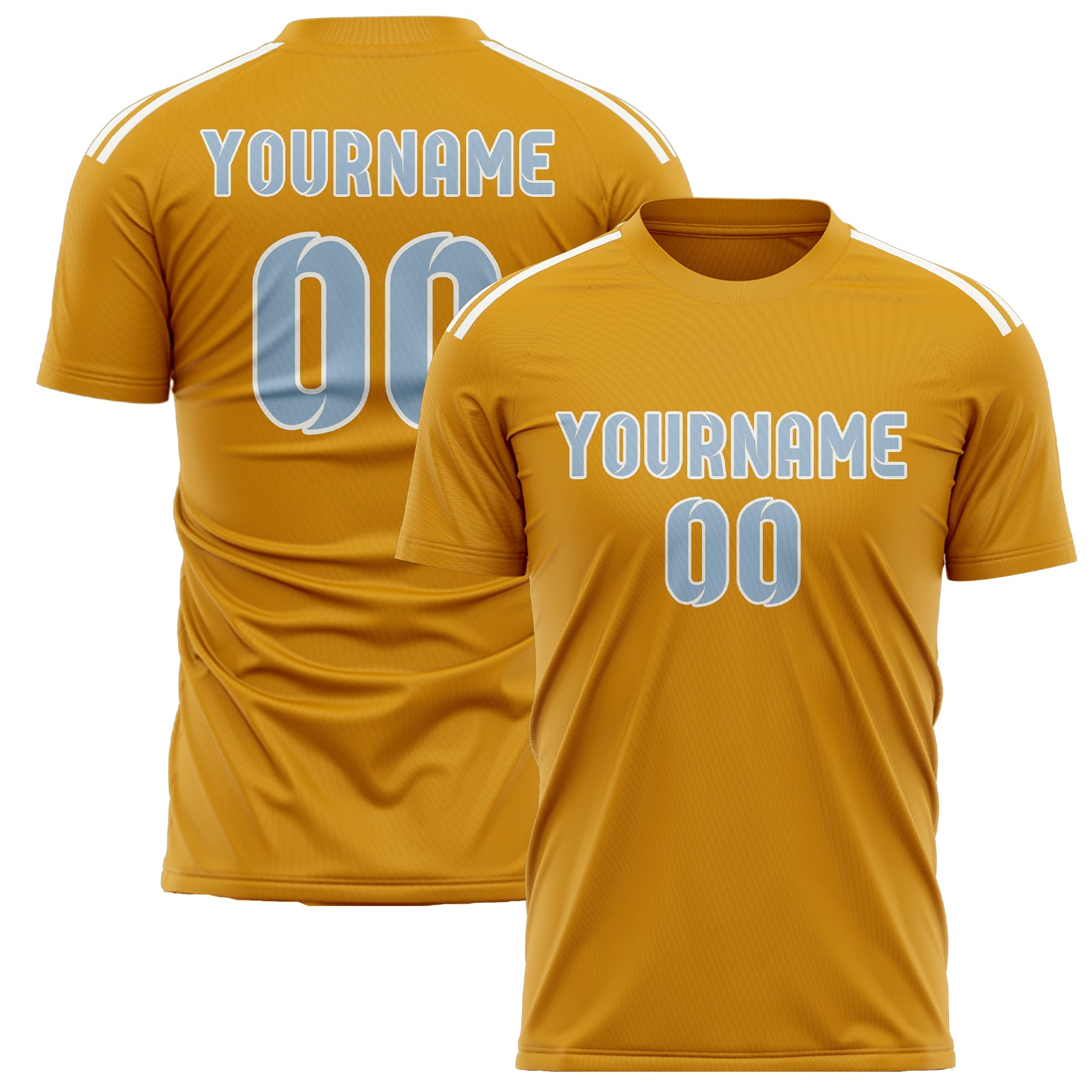 Custom Yellow Light Blue Soccer Jersey