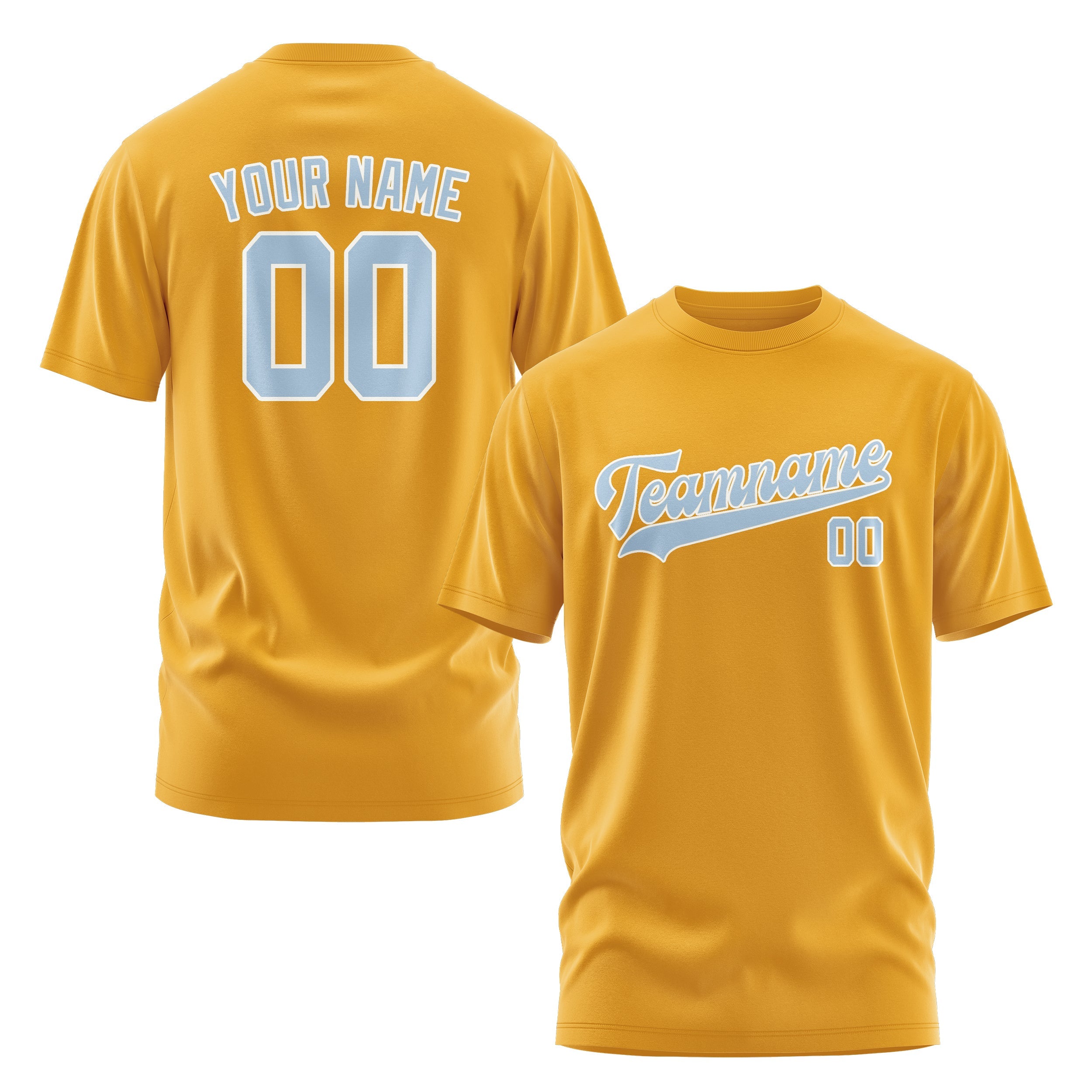 Custom Yellow Light Blue T-Shirt