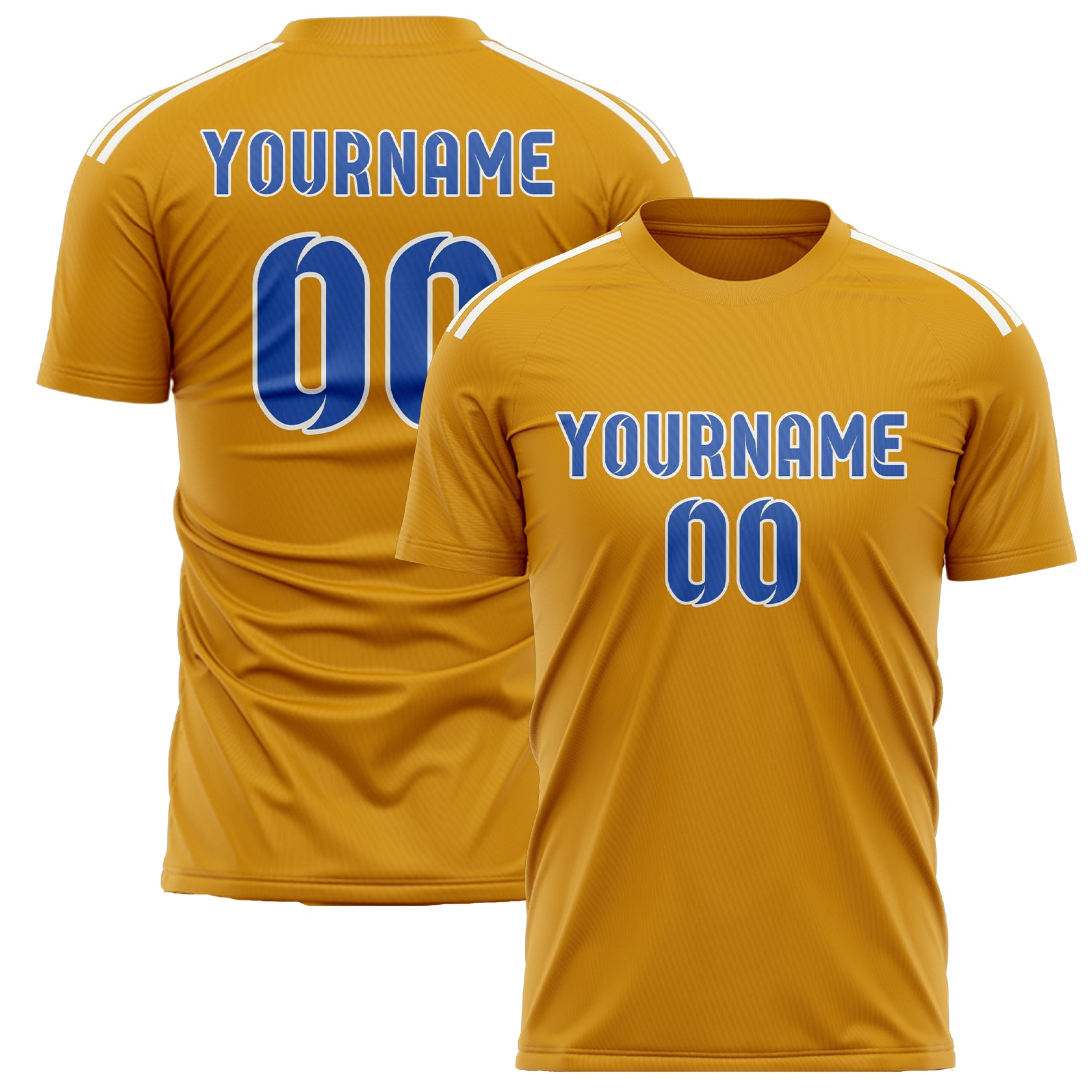 Custom Yellow Sky Blue Soccer Jersey