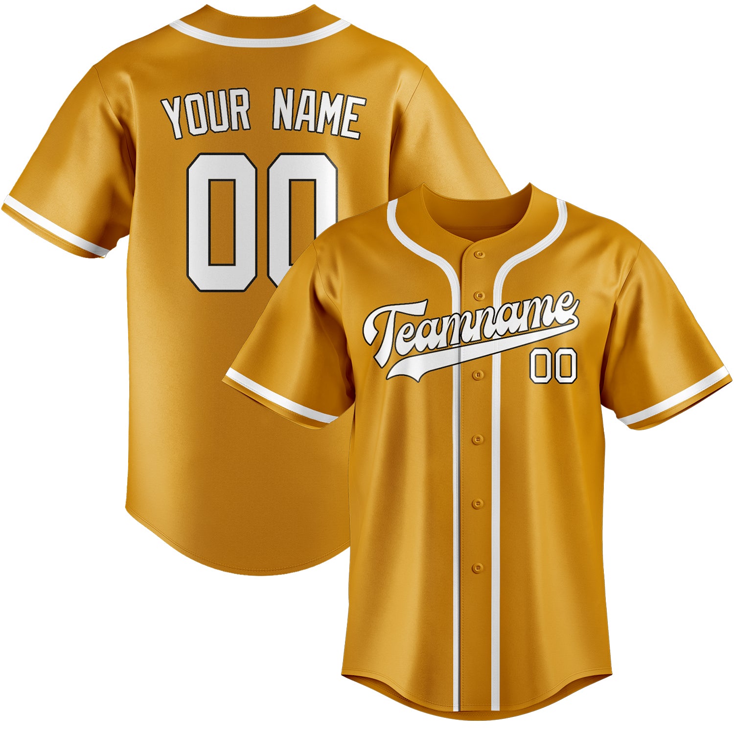 Custom Yellow White Baseball Jersey