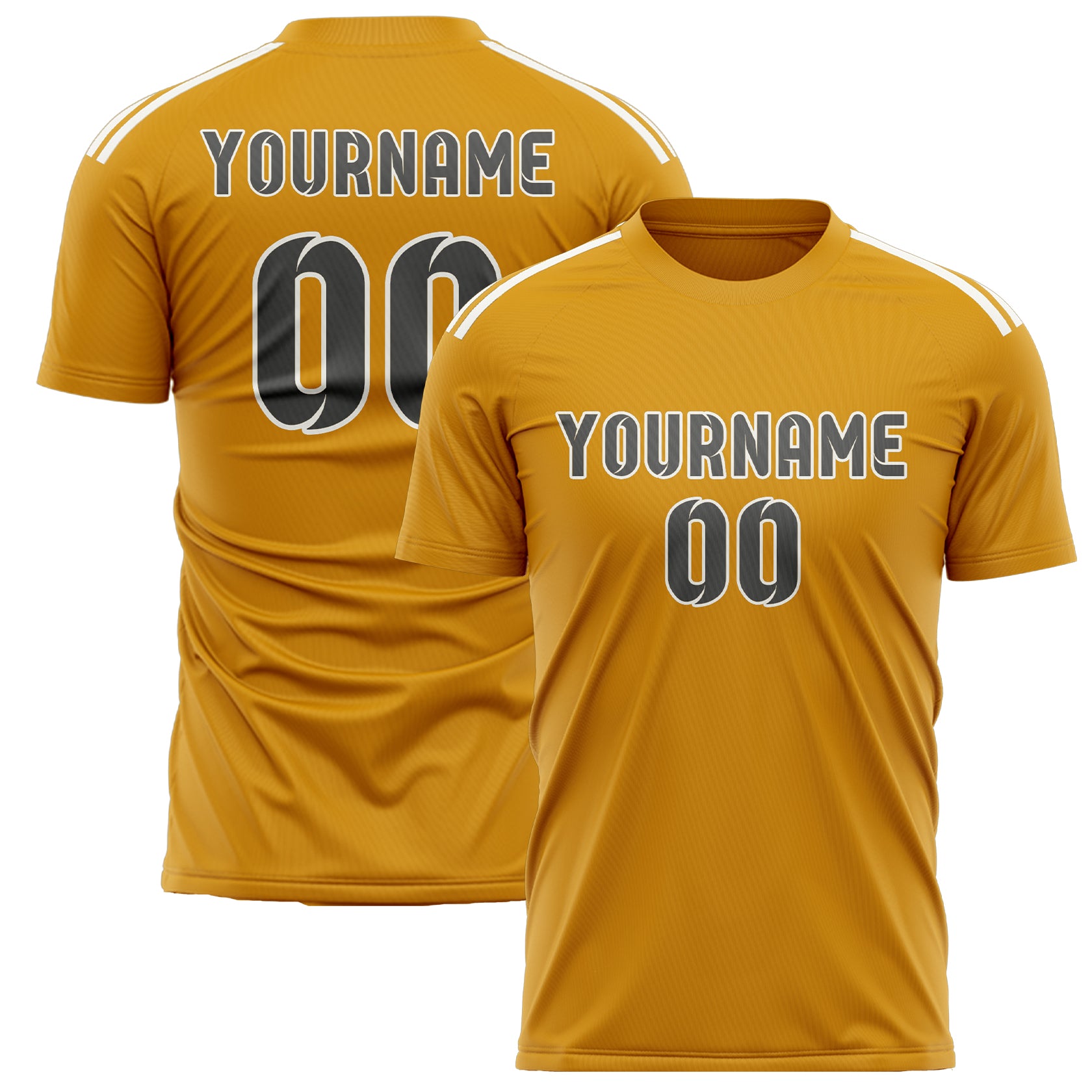 Custom Yellow Dark Grey Soccer Jersey