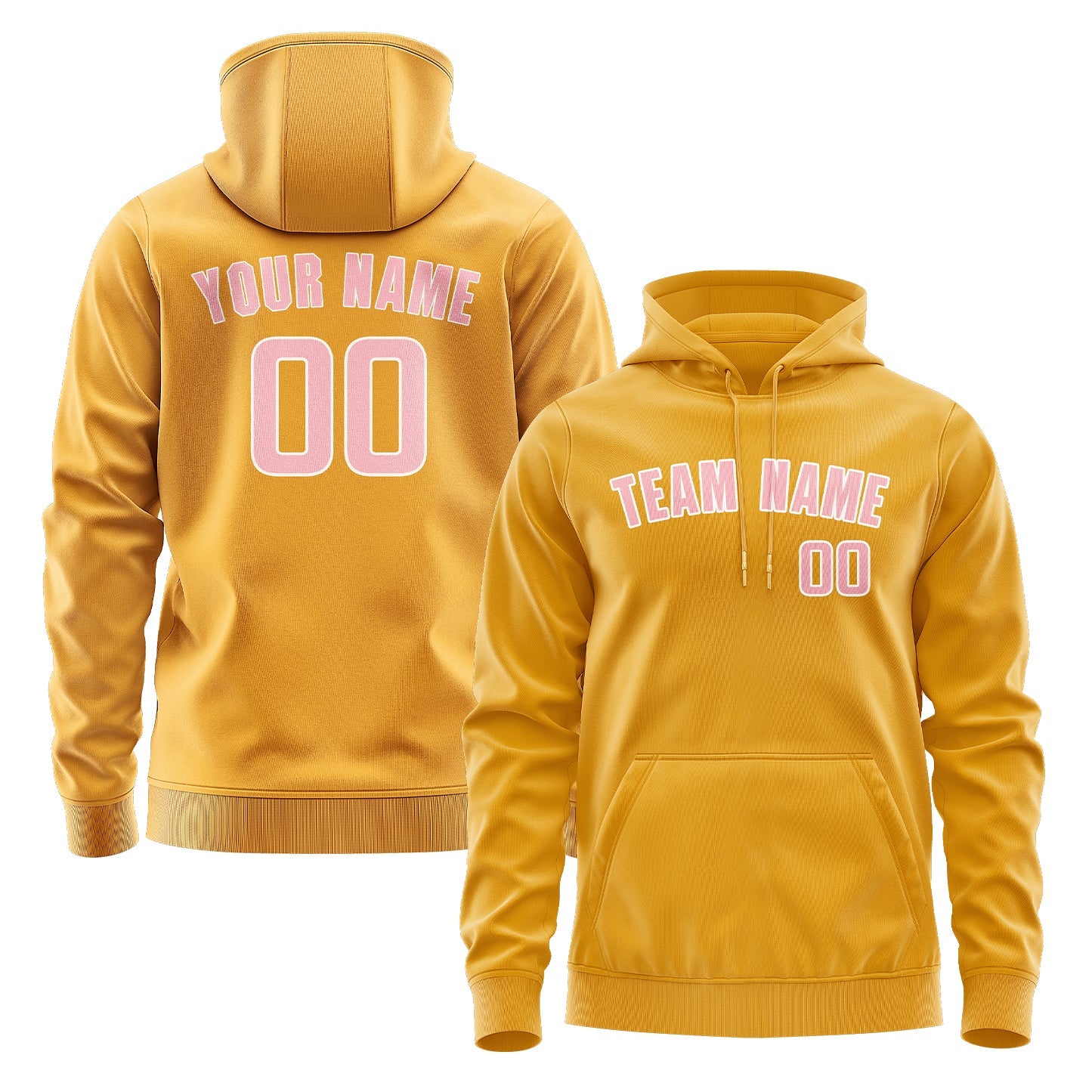 Custom Yellow Light Pink Hoodie