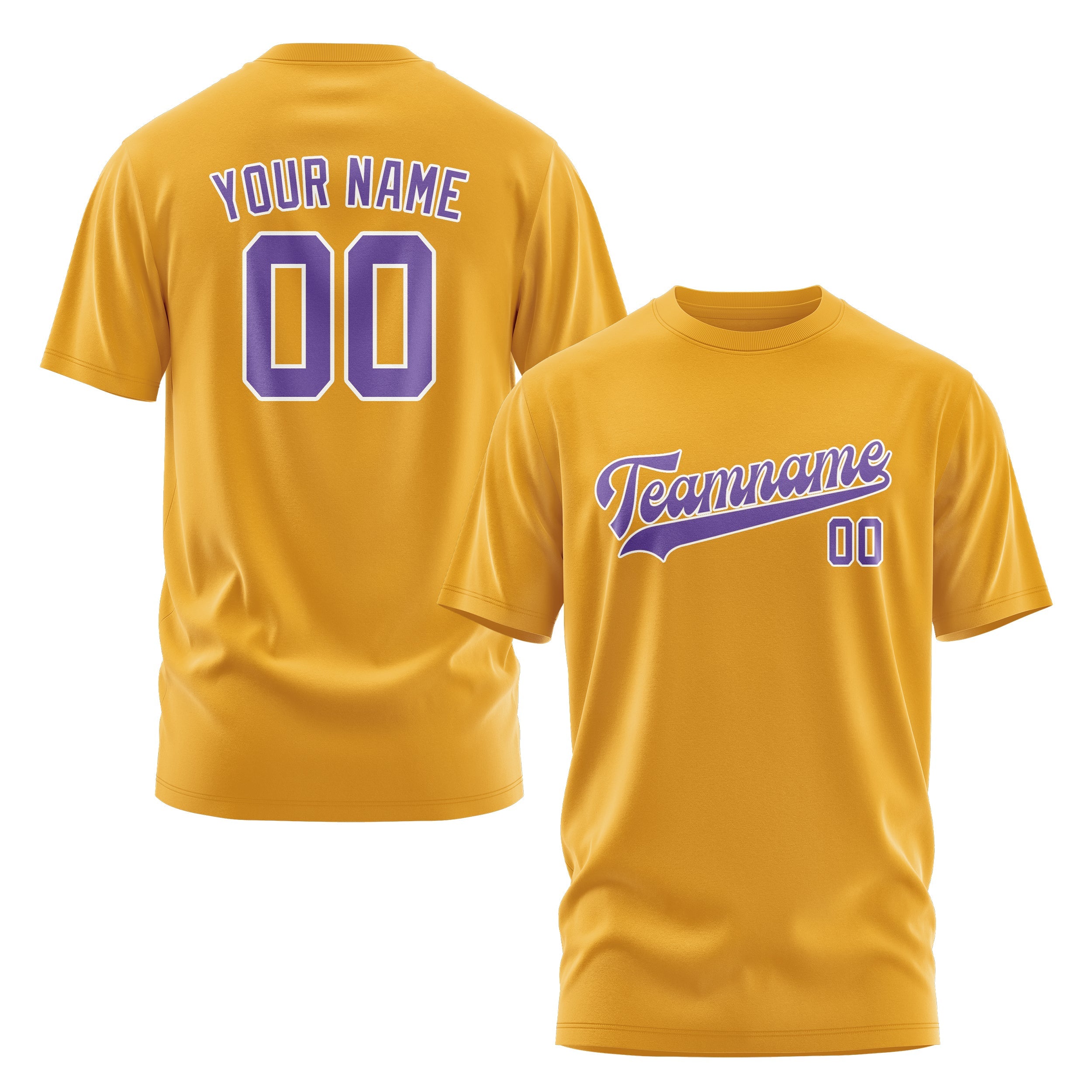 Custom Yellow Light Purple T-Shirt
