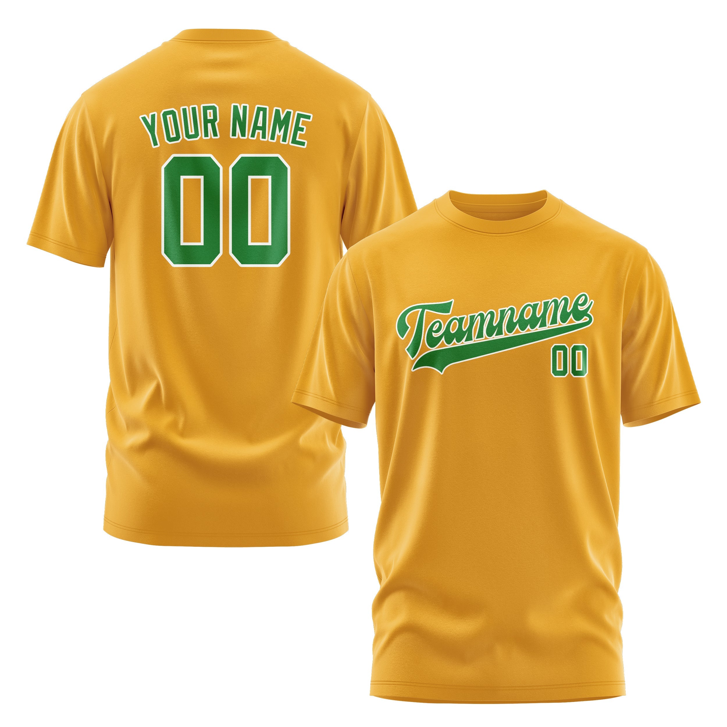 Custom Yellow Emerald Green T-Shirt