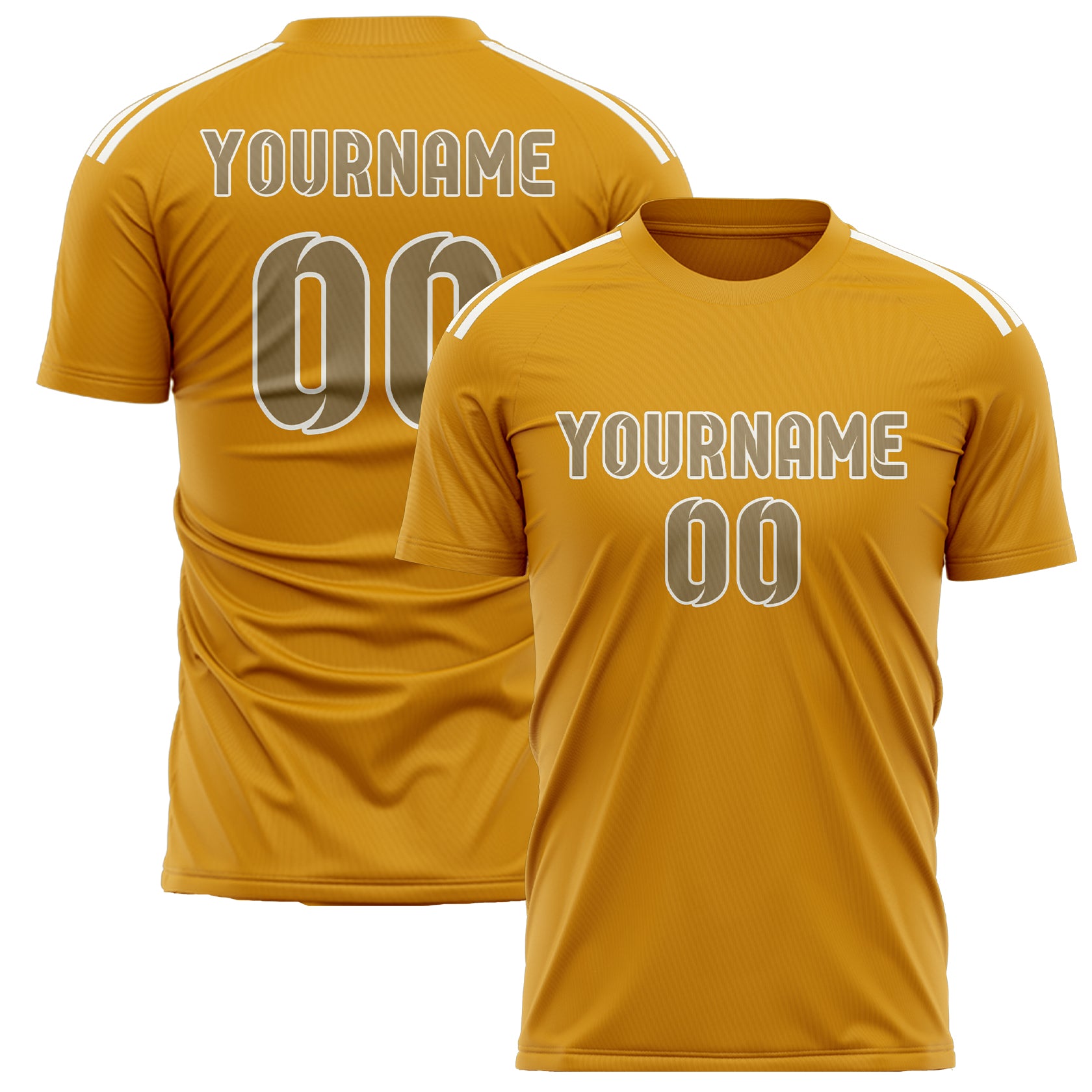 Custom Yellow Light Khaki Soccer Jersey