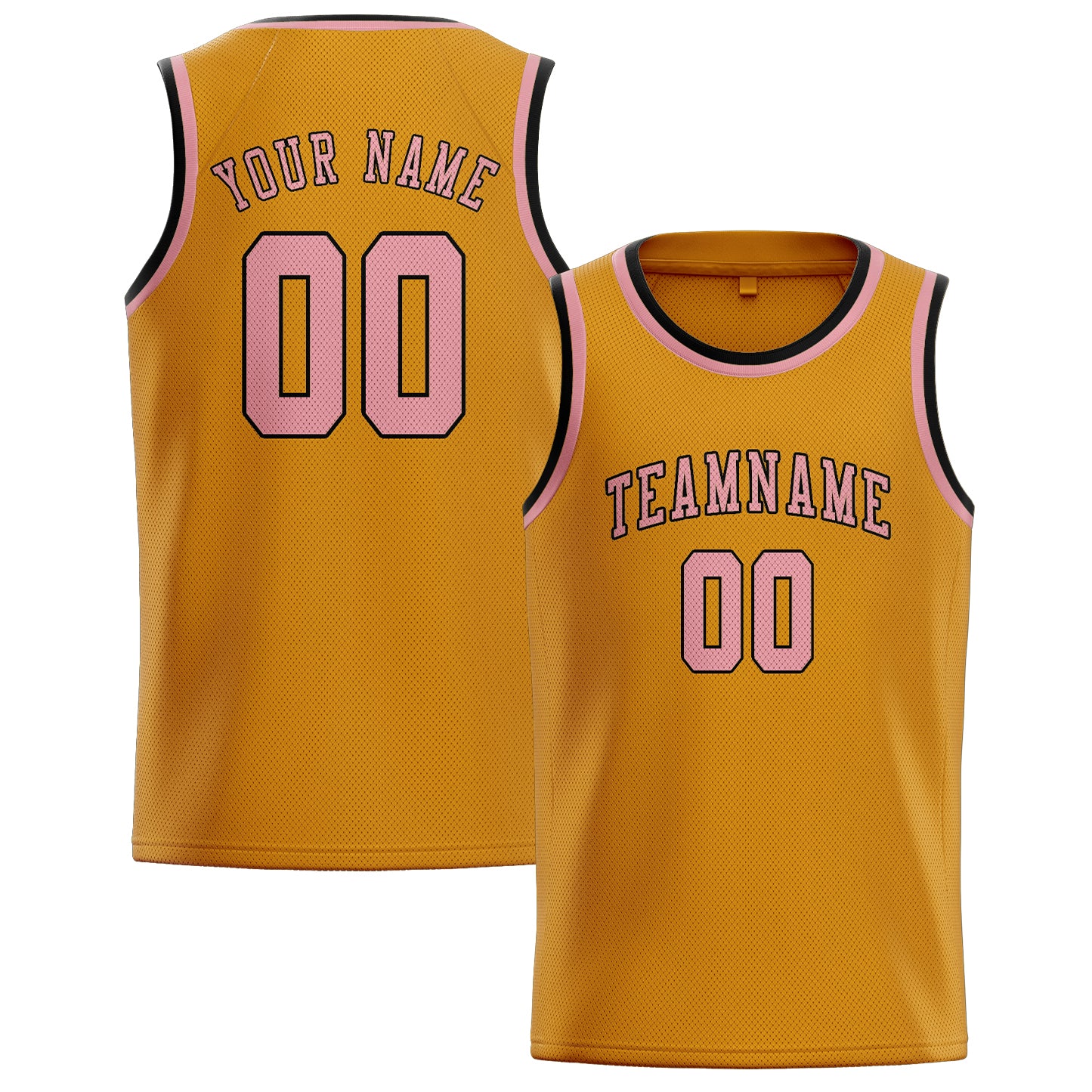 Custom Yellow Light Pink Basketball Jersey