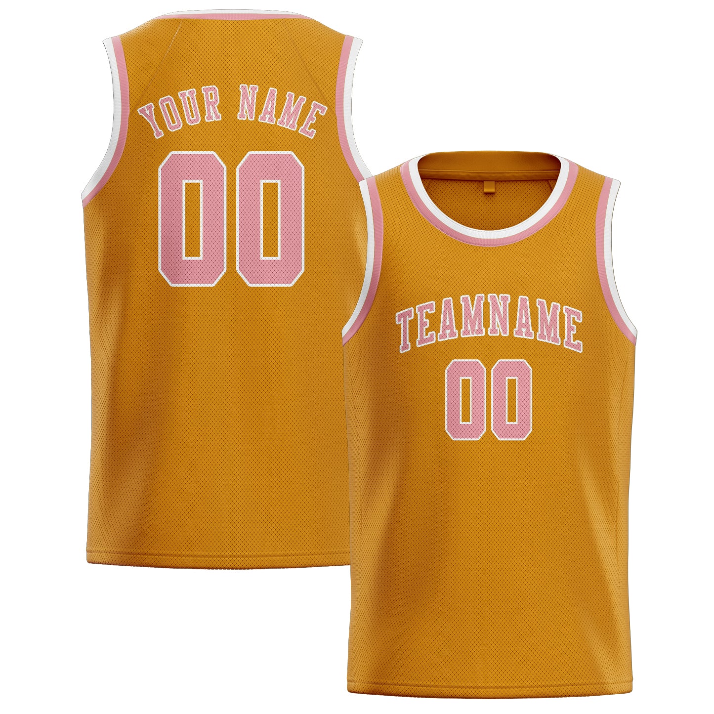 Custom Yellow Light Pink Basketball Jersey