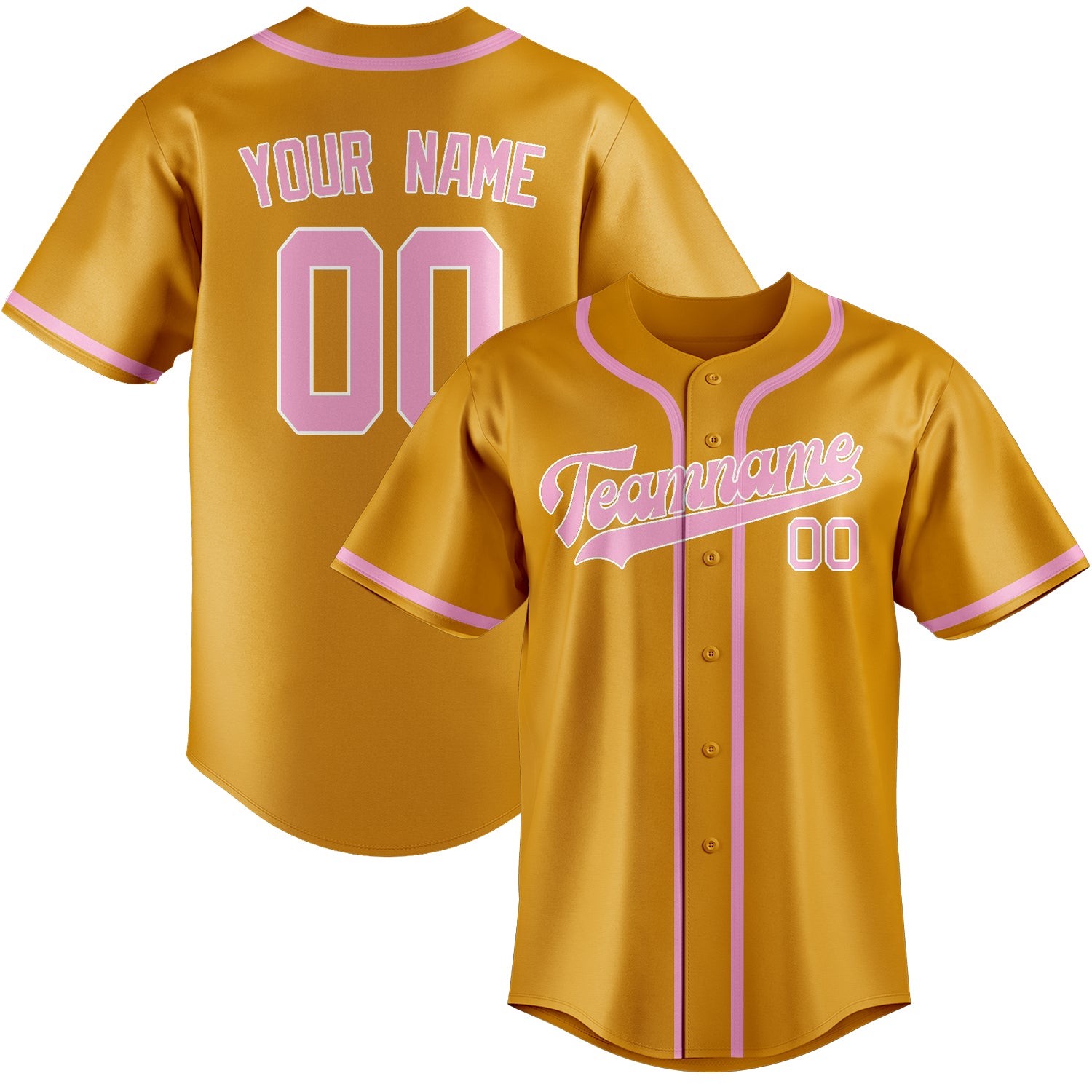 Custom Yellow Light Pink Baseball Jersey