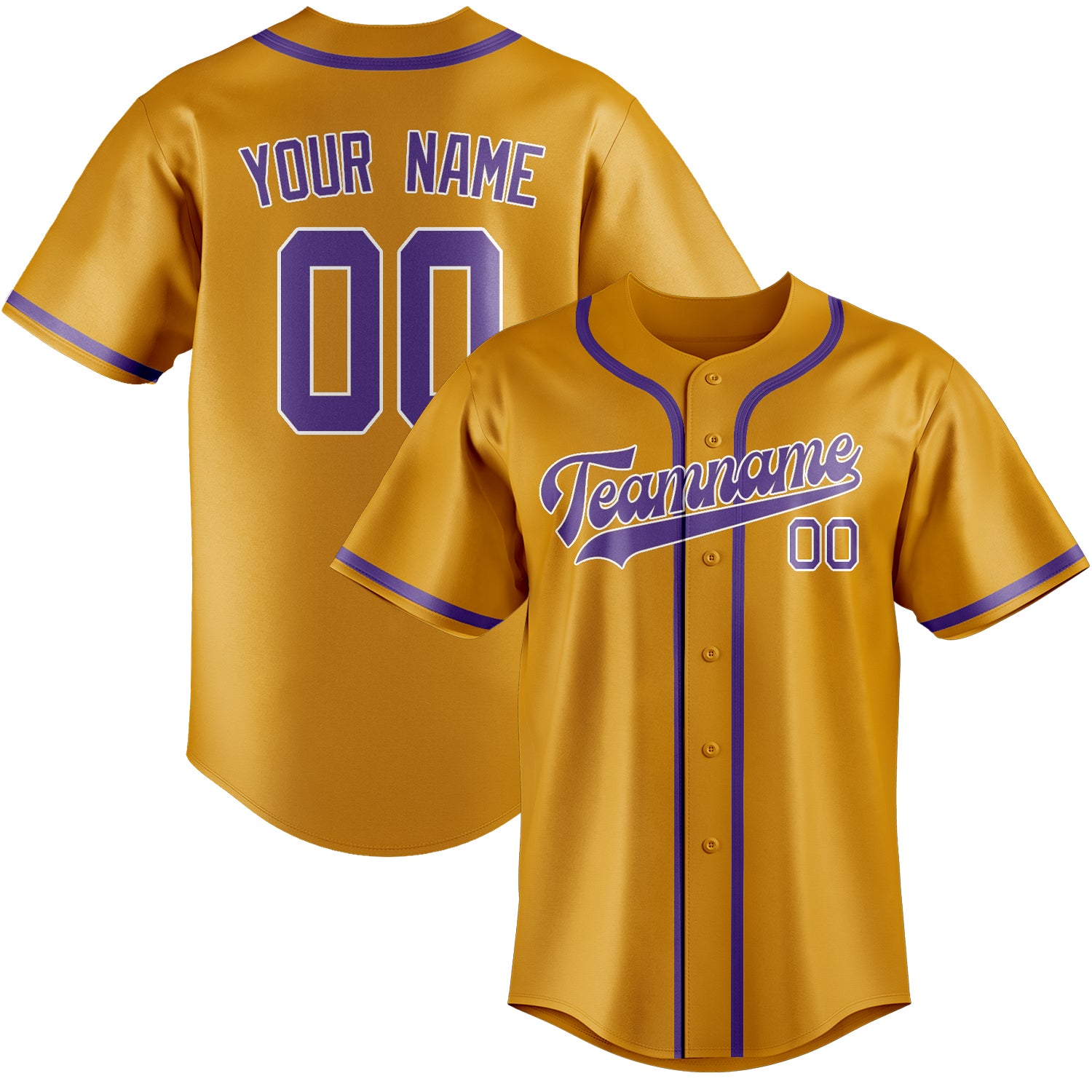 Custom Yellow Light Purple Baseball Jersey