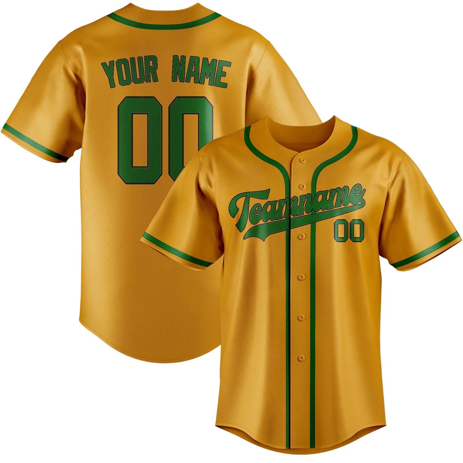 Custom Yellow Emerald Green Baseball Jersey