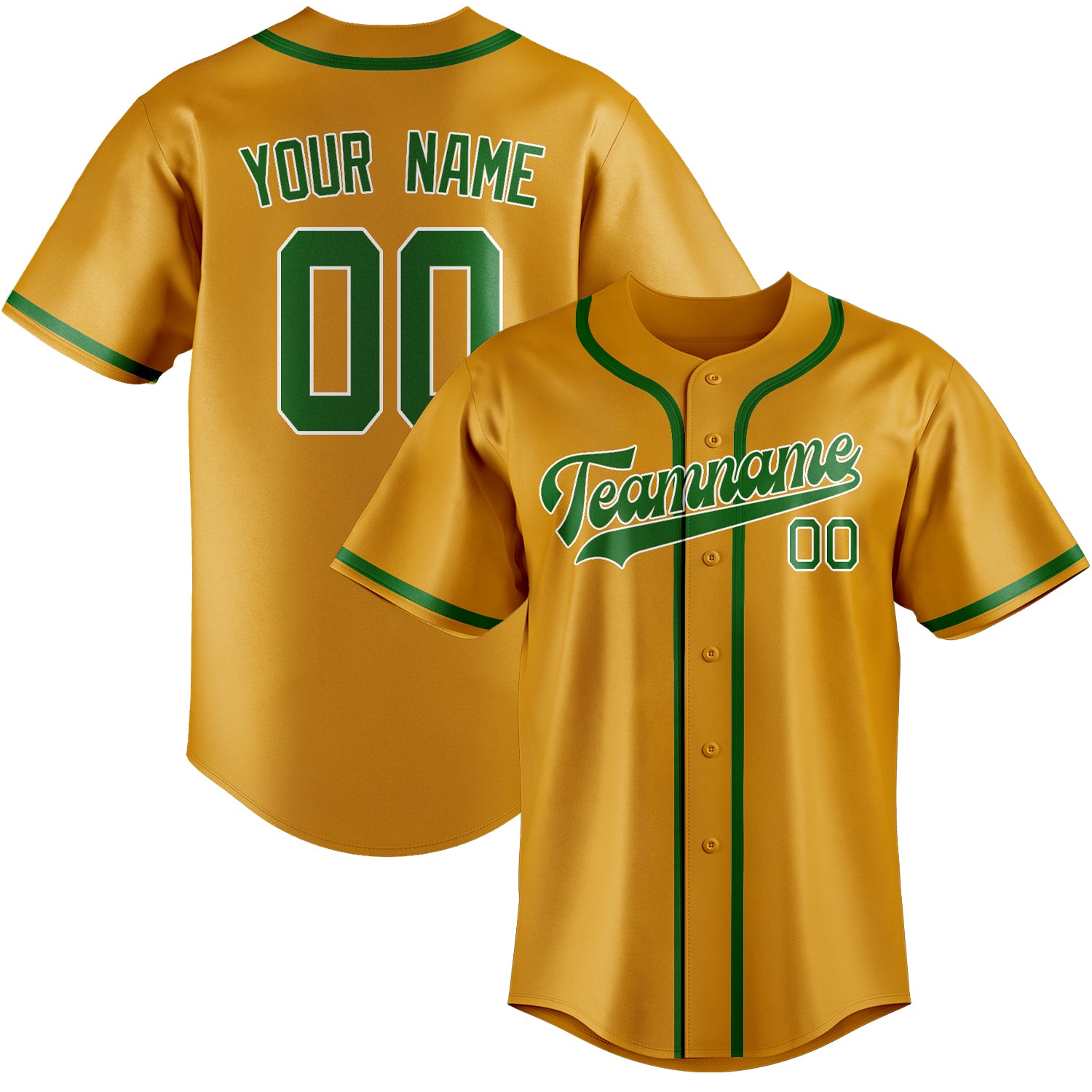 Custom Yellow Emerald Green Baseball Jersey