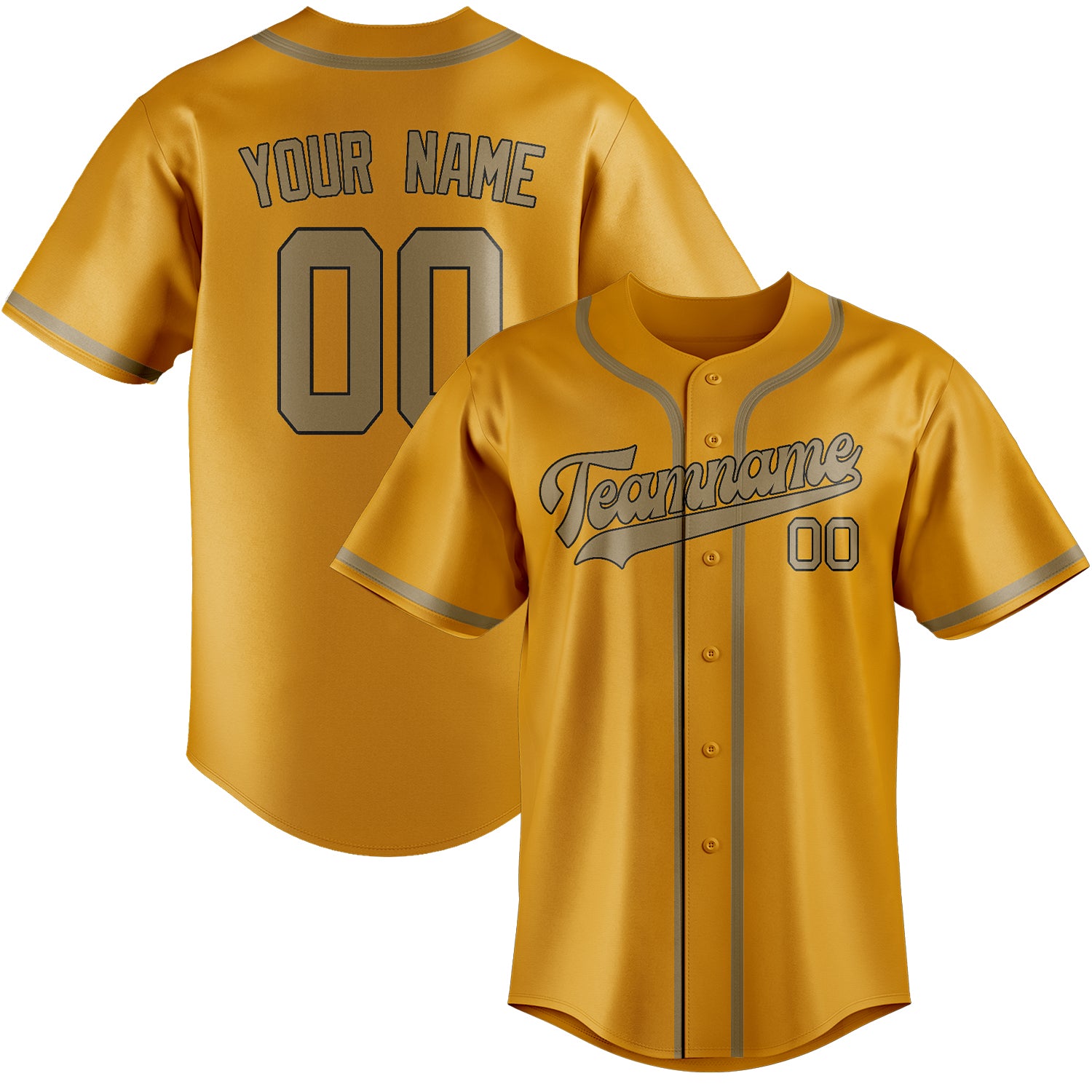 Custom Yellow Light Khaki Baseball Jersey