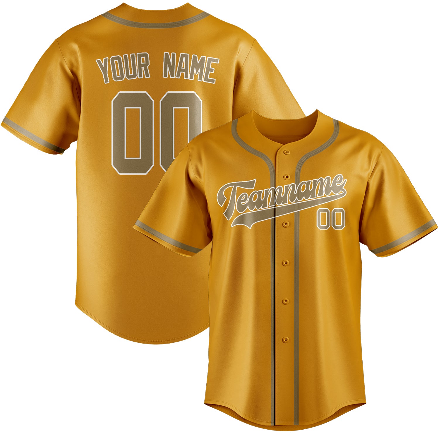 Custom Yellow Light Khaki Baseball Jersey