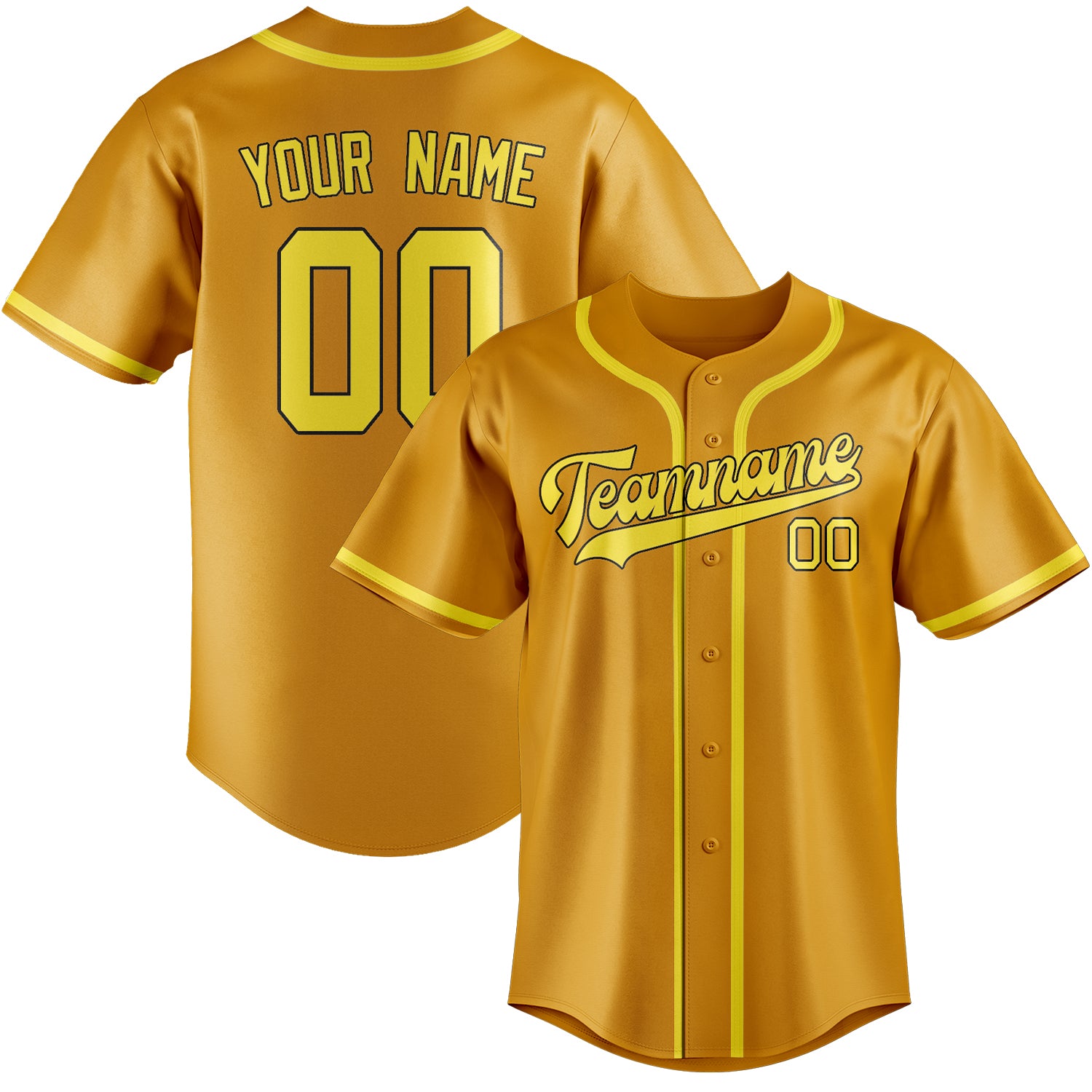 Custom Yellow Light Yellow Baseball Jersey
