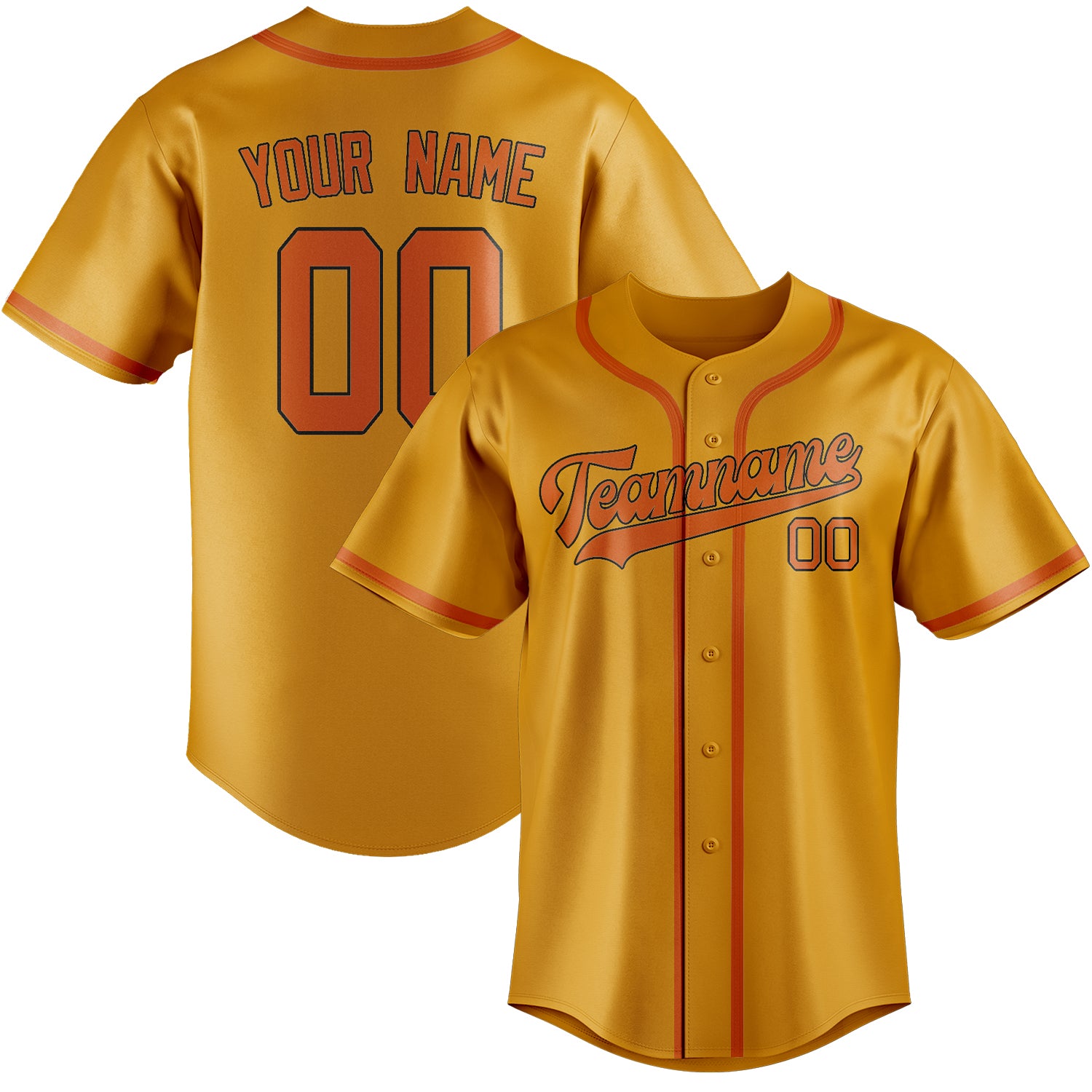 Custom Yellow Orange Baseball Jersey
