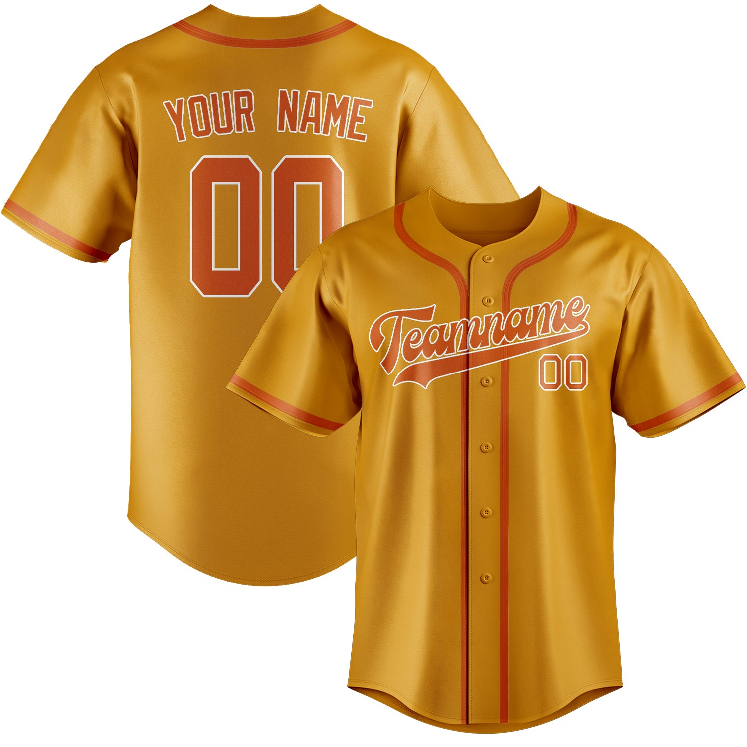 Custom Yellow Orange Baseball Jersey