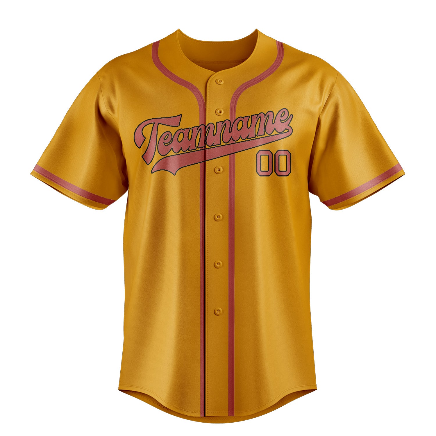 Custom Yellow Copper Rose Baseball Jersey