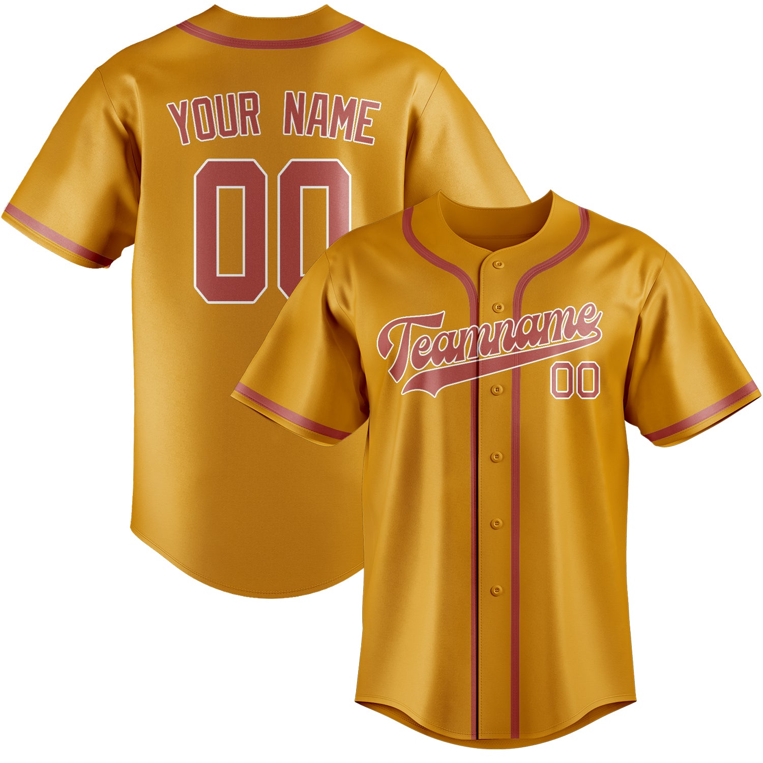 Custom Yellow Copper Rose Baseball Jersey