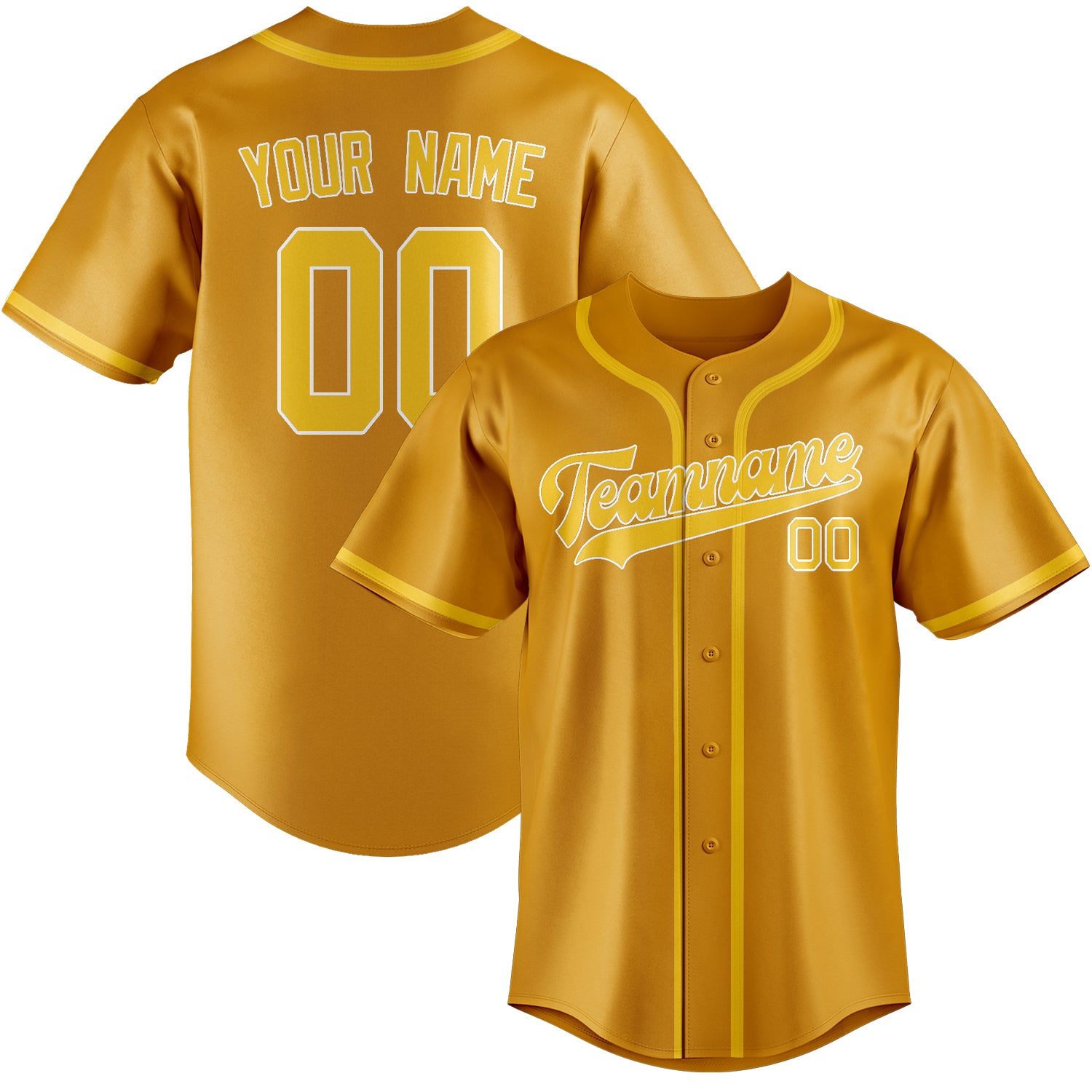 Custom Yellow Gold Baseball Jersey