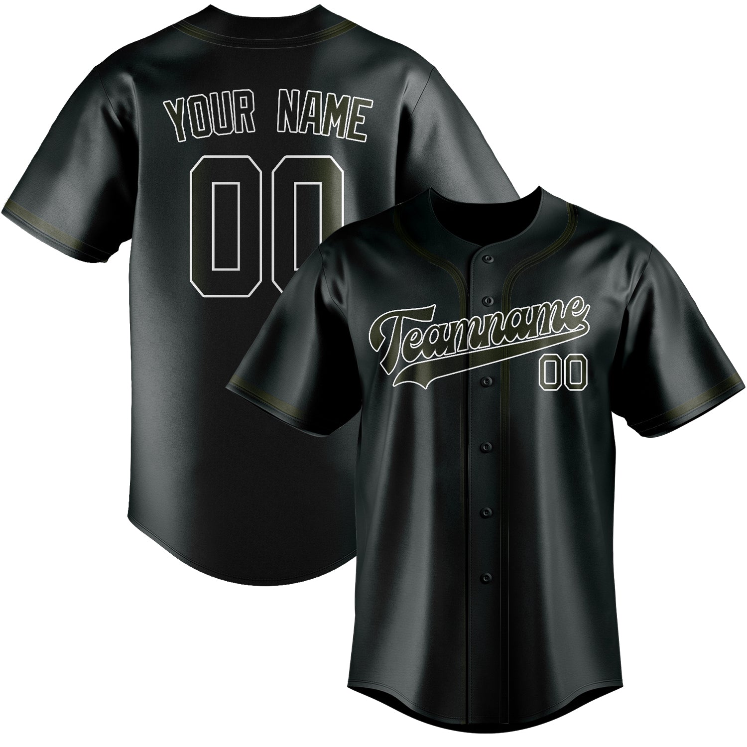 Custom Dark Grey Olive Baseball Jersey