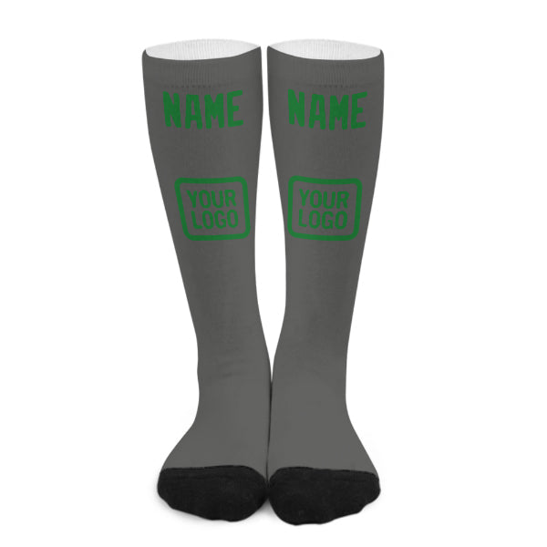 Custom Dark Grey Emerald Green Knee-High Sock