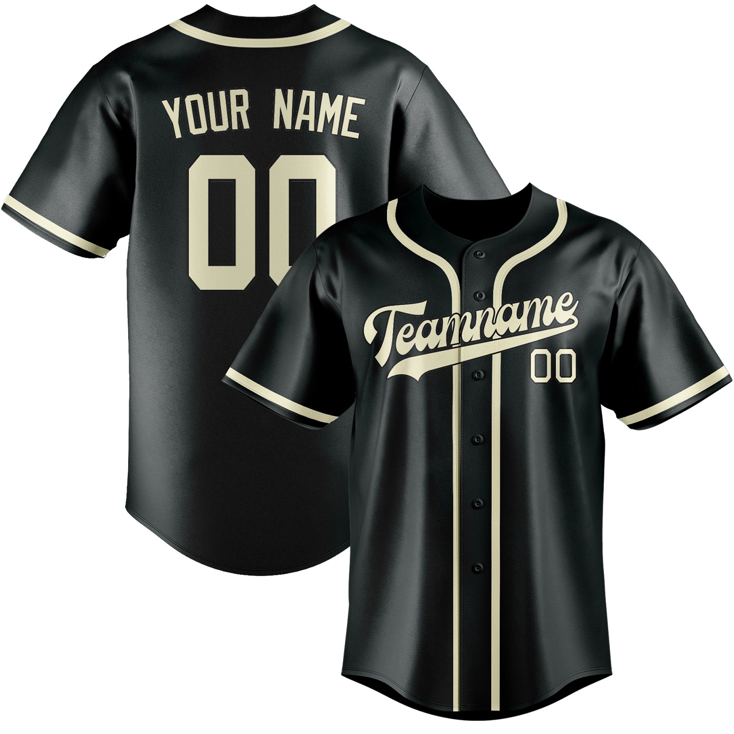 Custom Dark Grey Cream Baseball Jersey