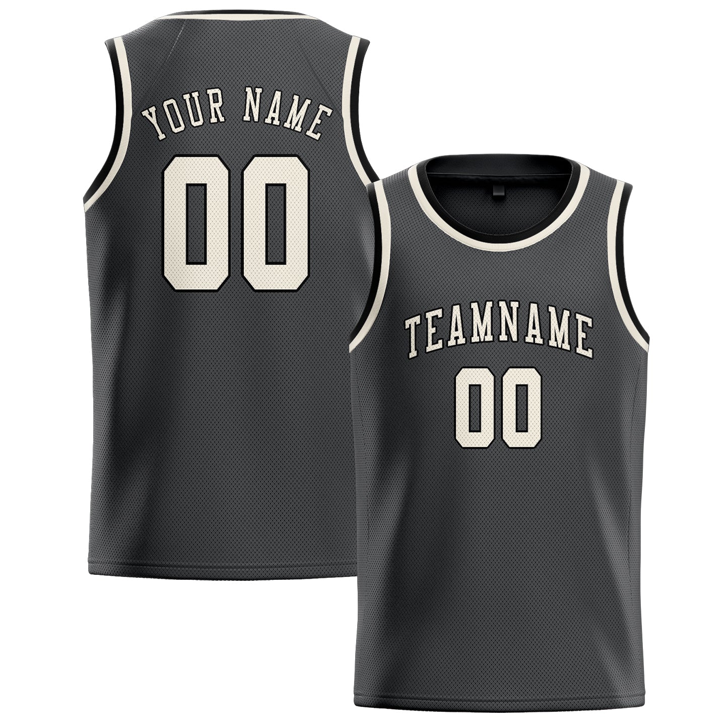 Custom Dark Grey Cream Basketball Jersey