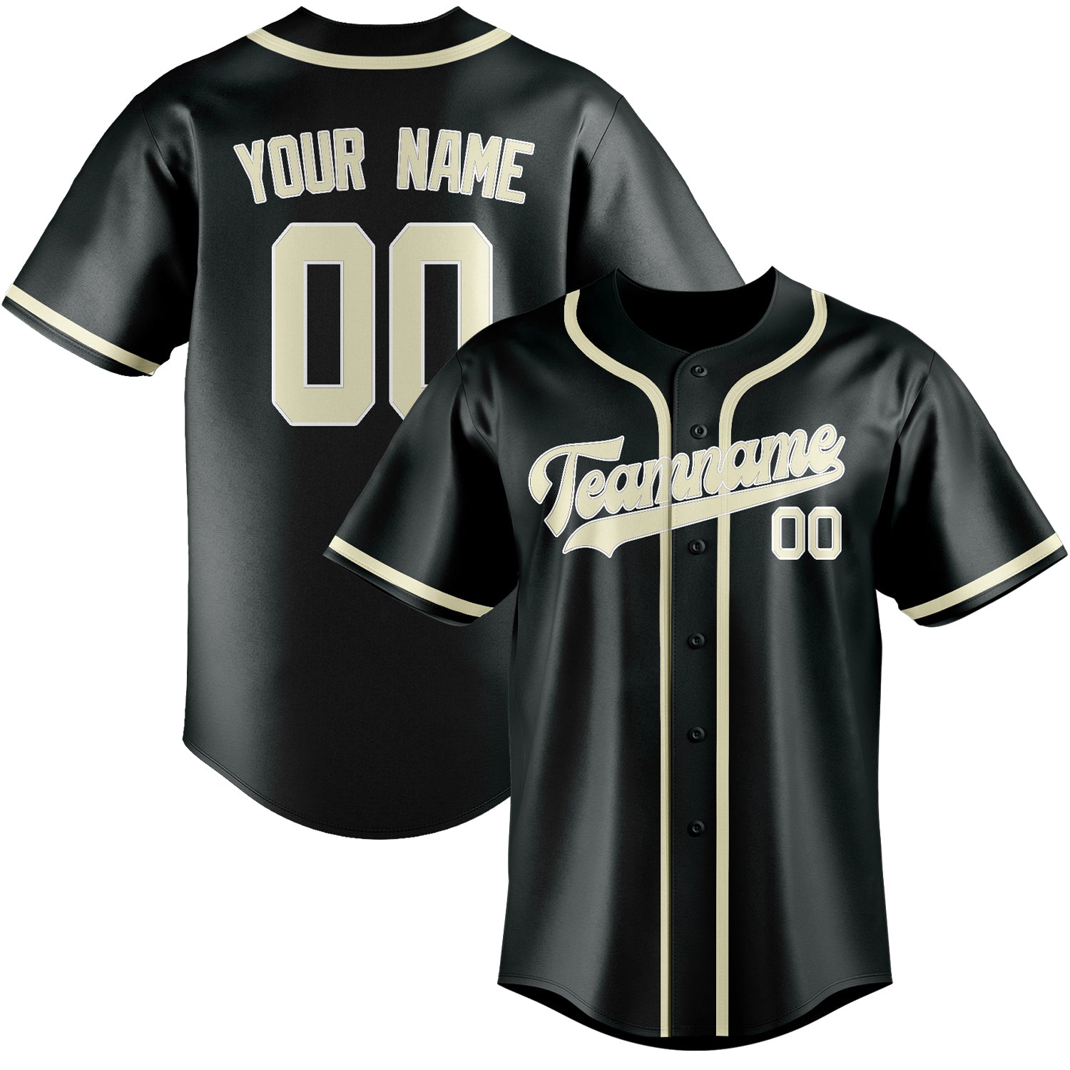 Custom Dark Grey Cream Baseball Jersey