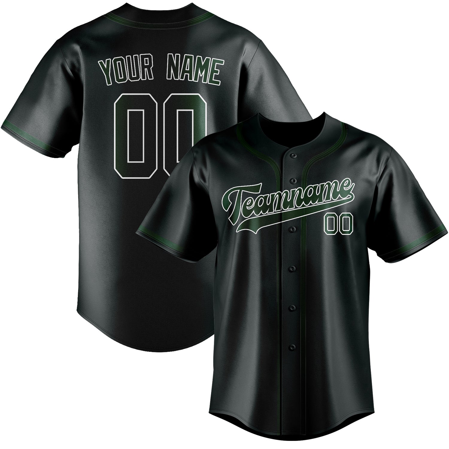 Custom Dark Grey Green Baseball Jersey