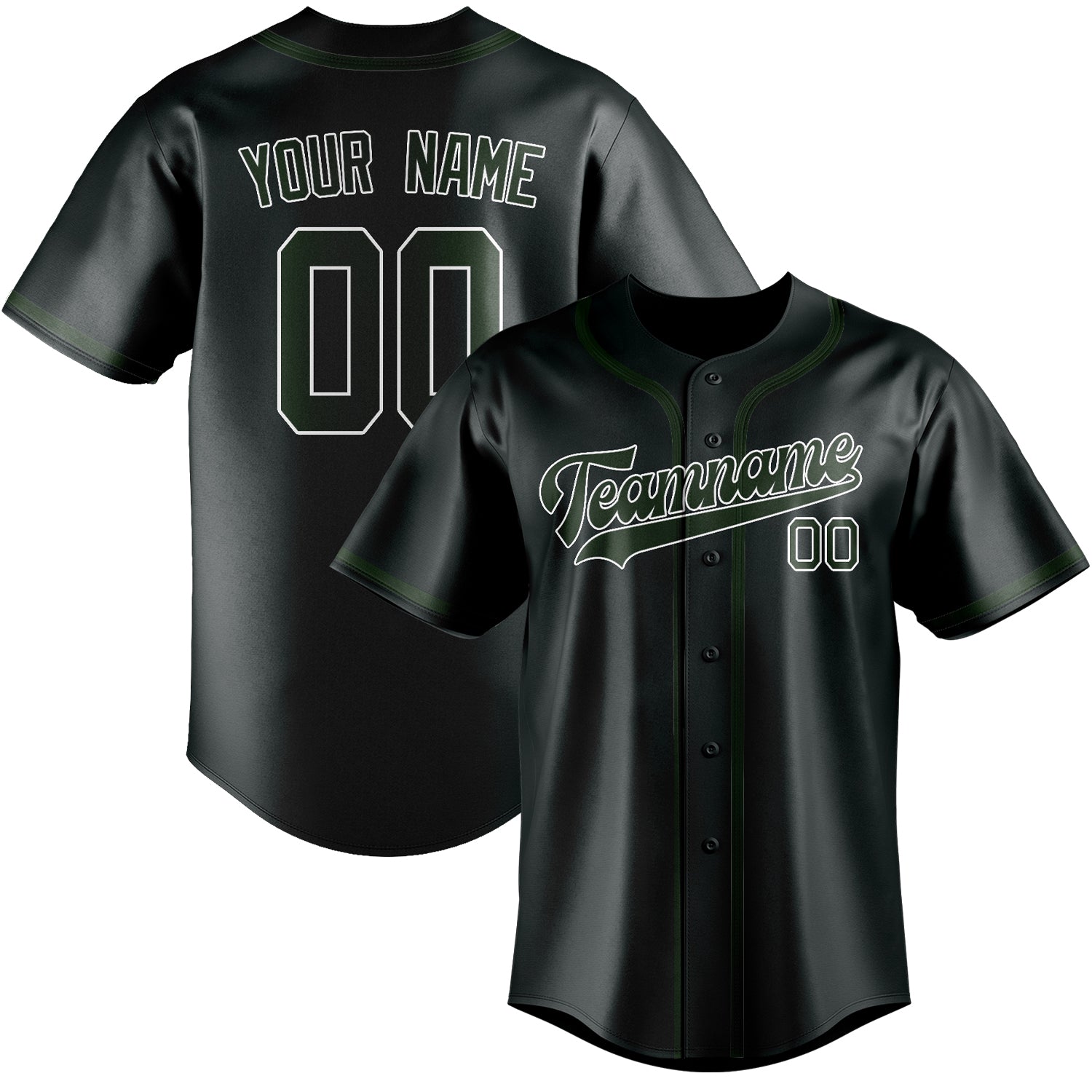 Custom Dark Grey Dark Green Baseball Jersey