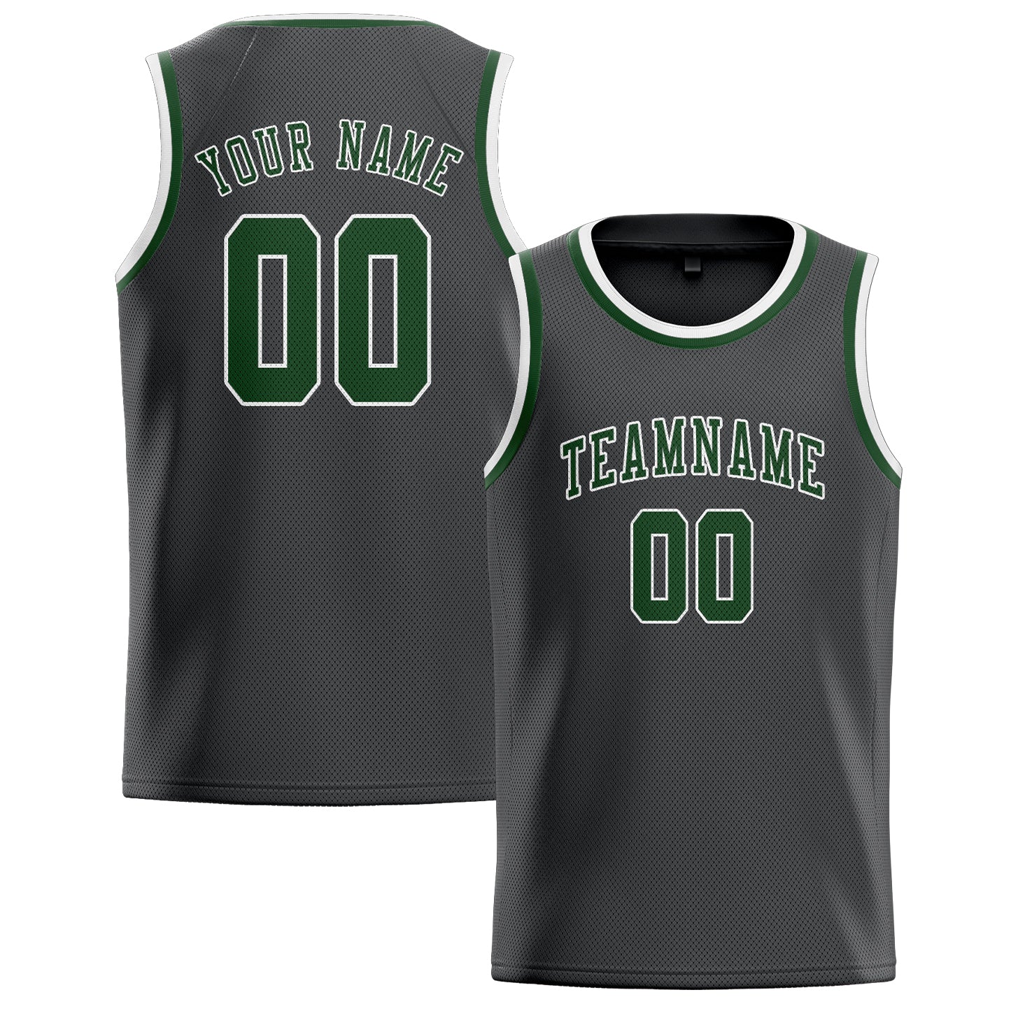 Custom Dark Grey Dark Green Basketball Jersey