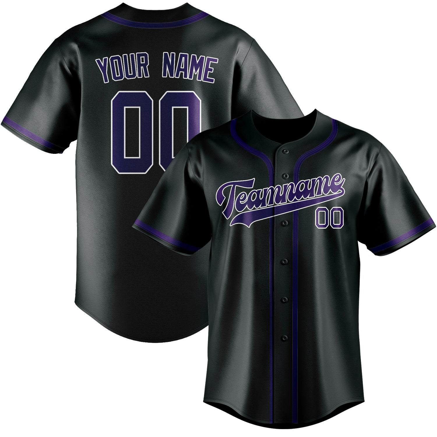 Custom Dark Grey Purple Baseball Jersey