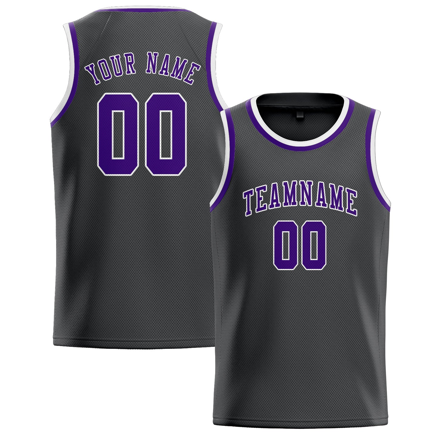 Custom Dark Grey Purple Basketball Jersey