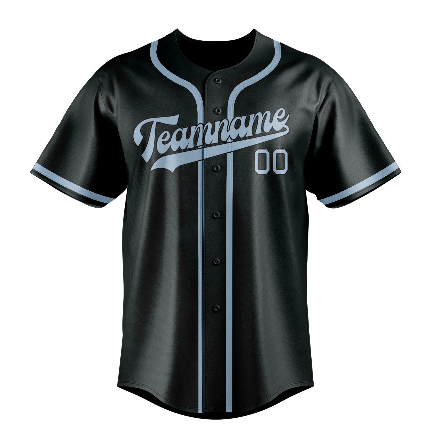 Custom Dark Grey Light Blue Baseball Jersey