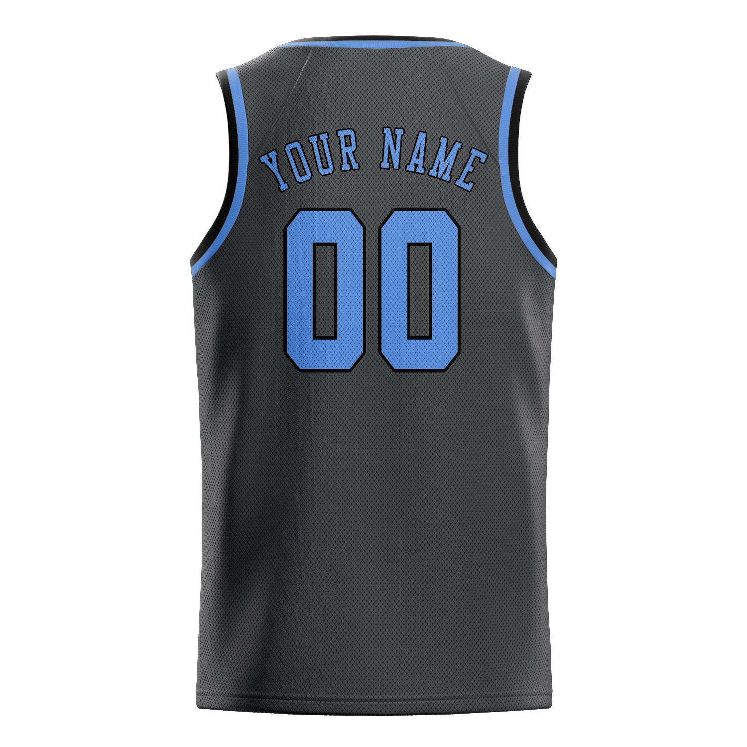Custom Dark Grey Light Blue Basketball Jersey