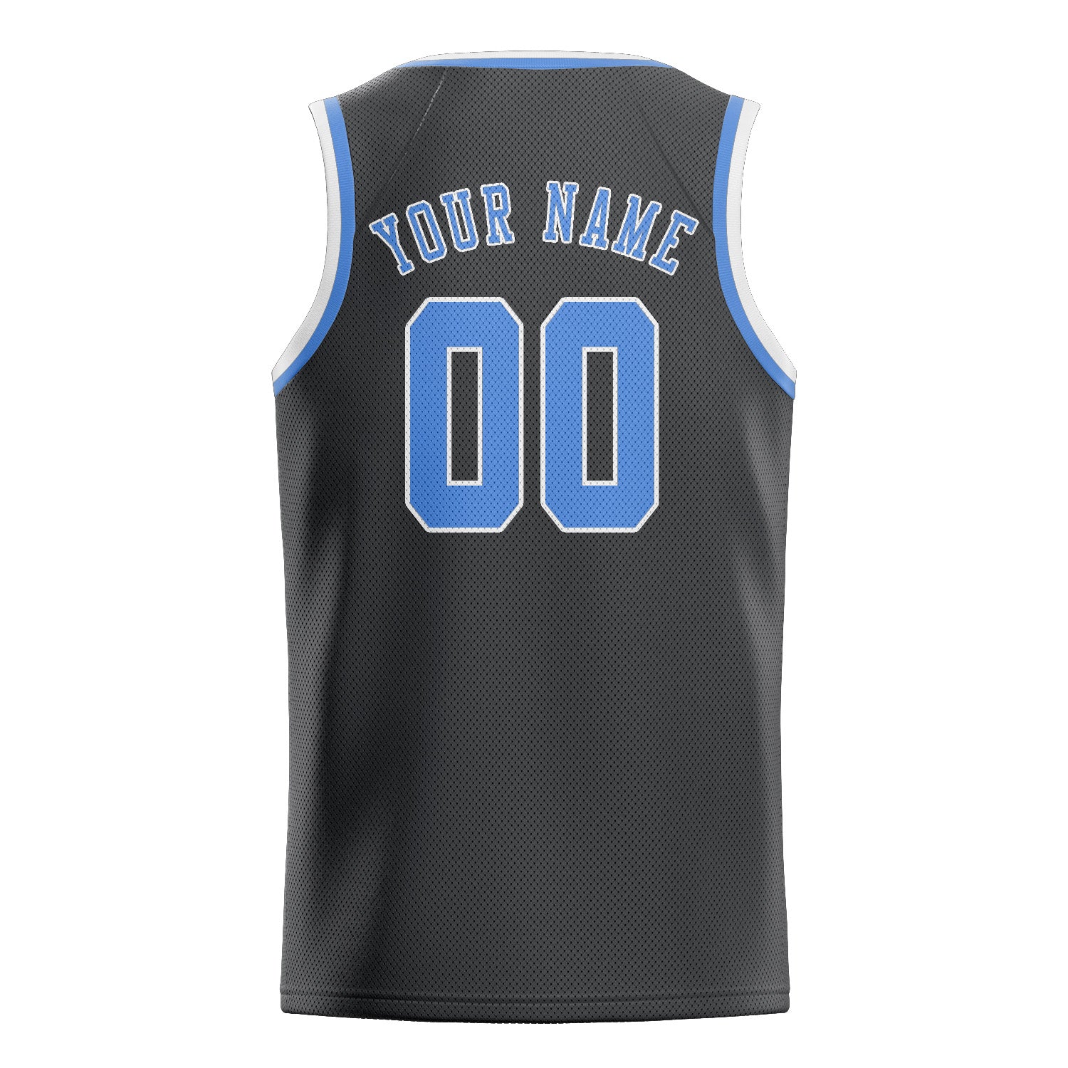 Custom Dark Grey Light Blue Basketball Jersey