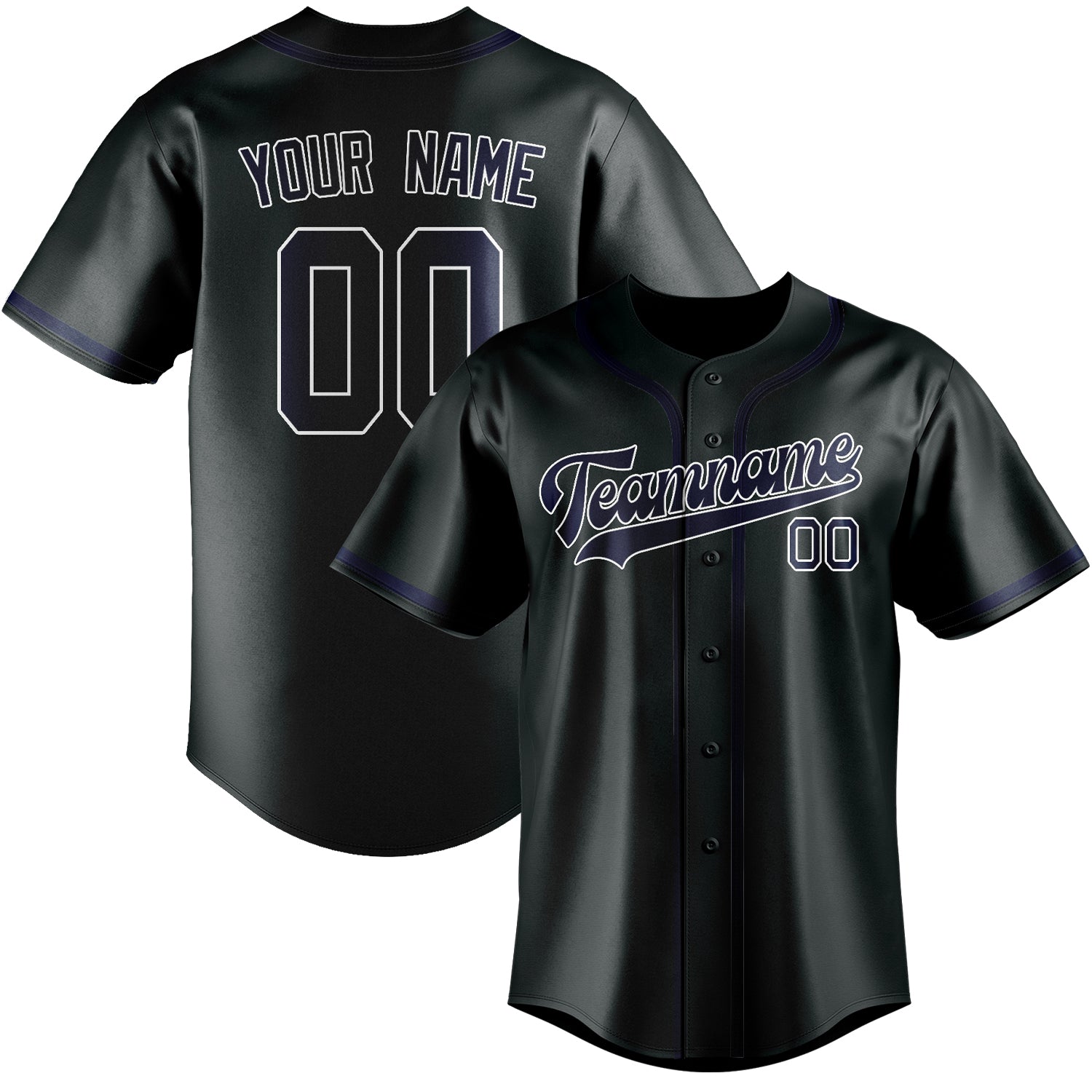 Custom Dark Grey Blue Baseball Jersey