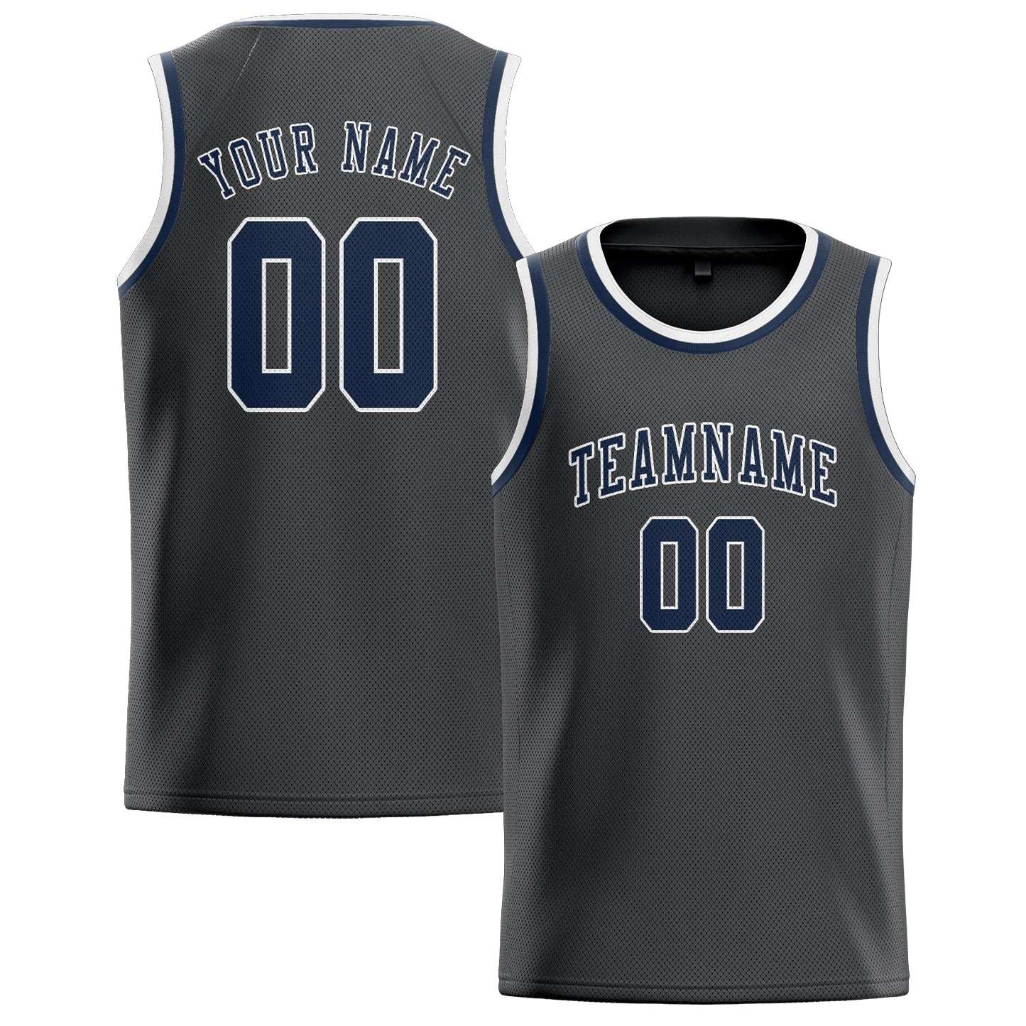 Custom Dark Grey Blue Basketball Jersey