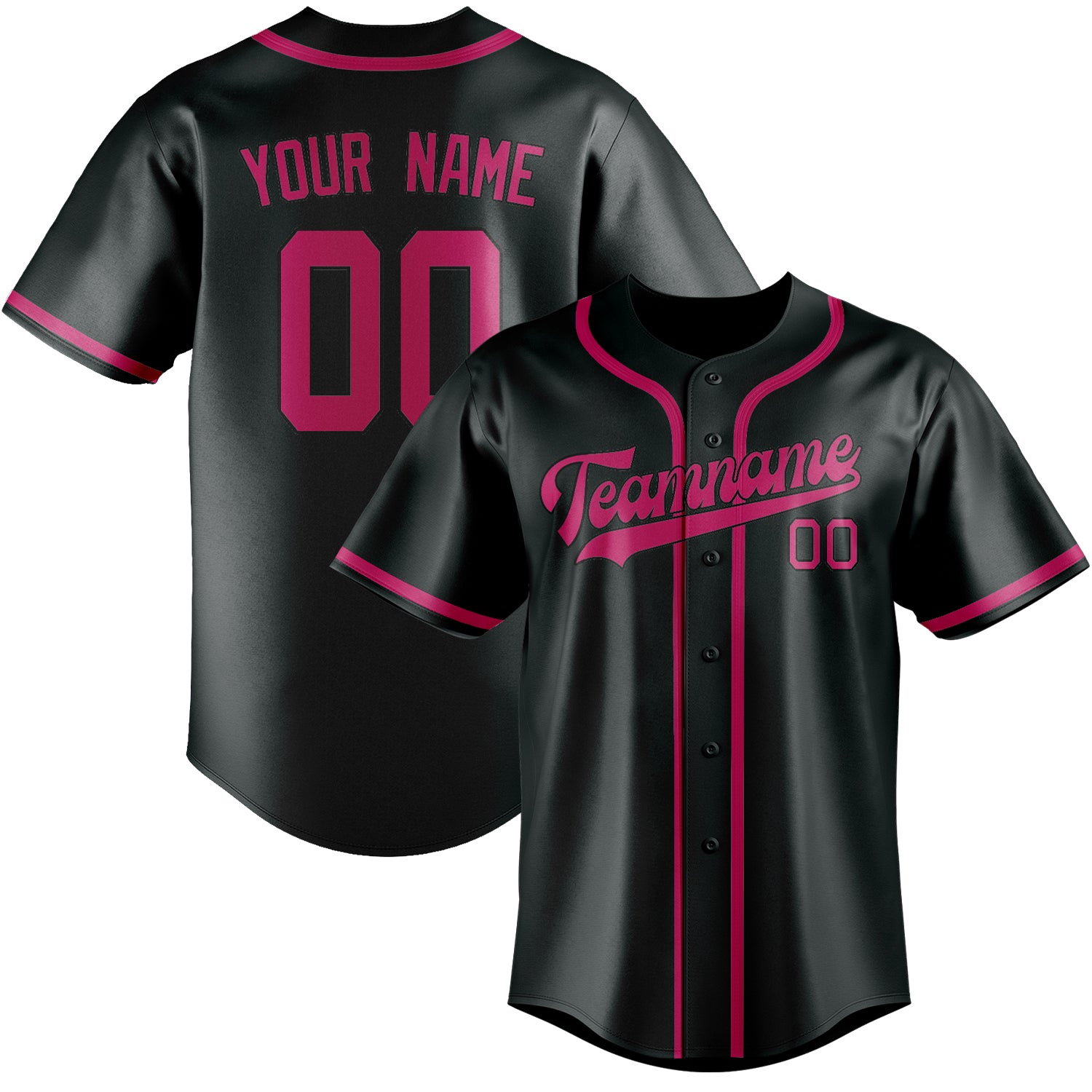 Custom Dark Grey Pink Baseball Jersey
