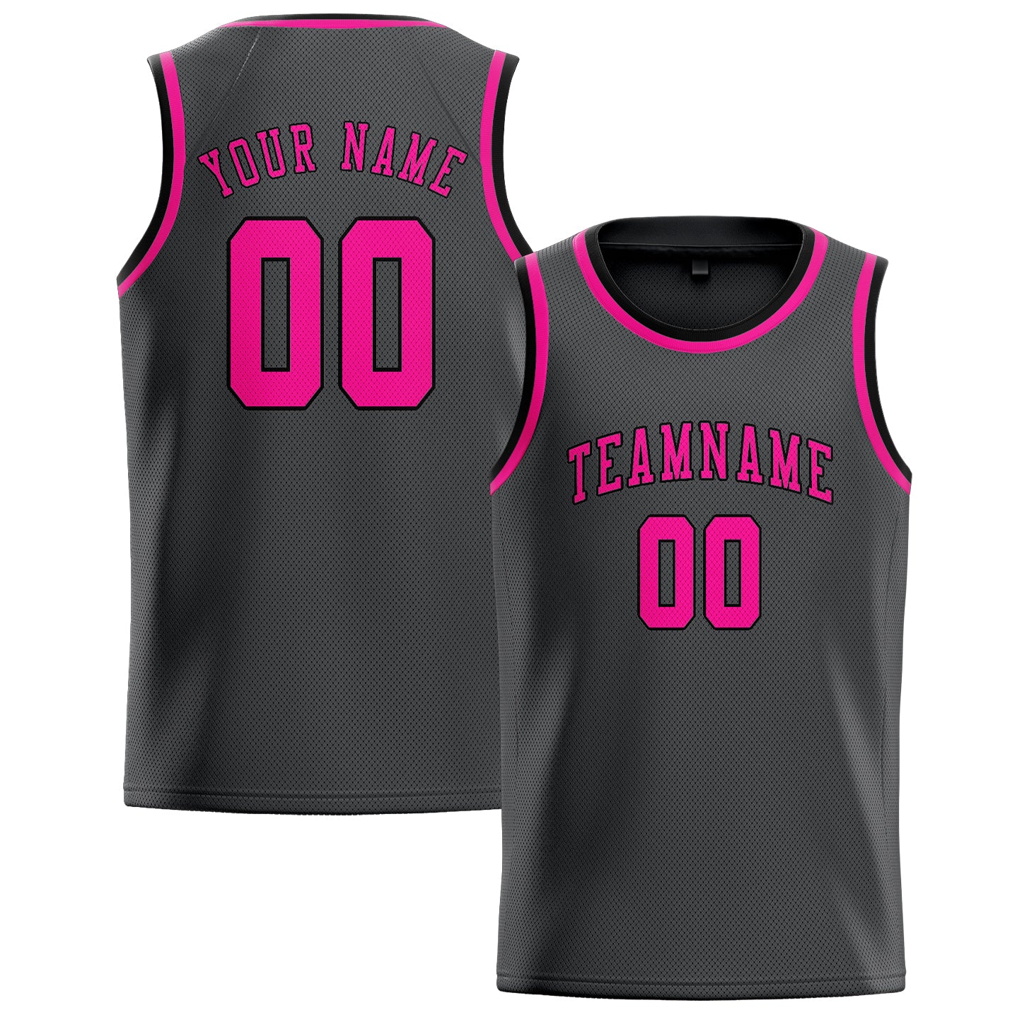 Custom Dark Grey Pink Basketball Jersey
