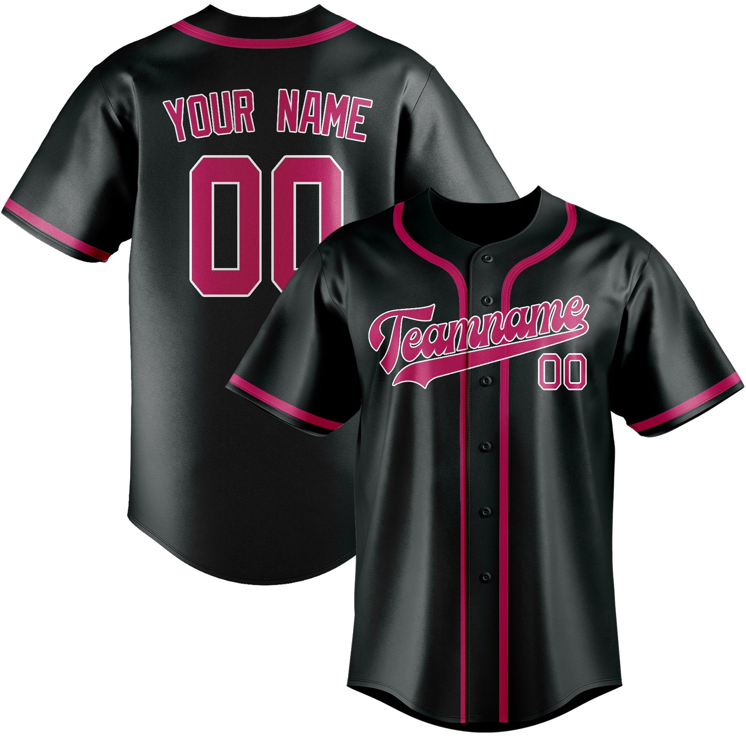 Custom Dark Grey Pink Baseball Jersey