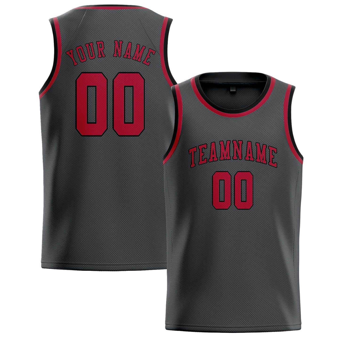 Custom Dark Grey Red Basketball Jersey