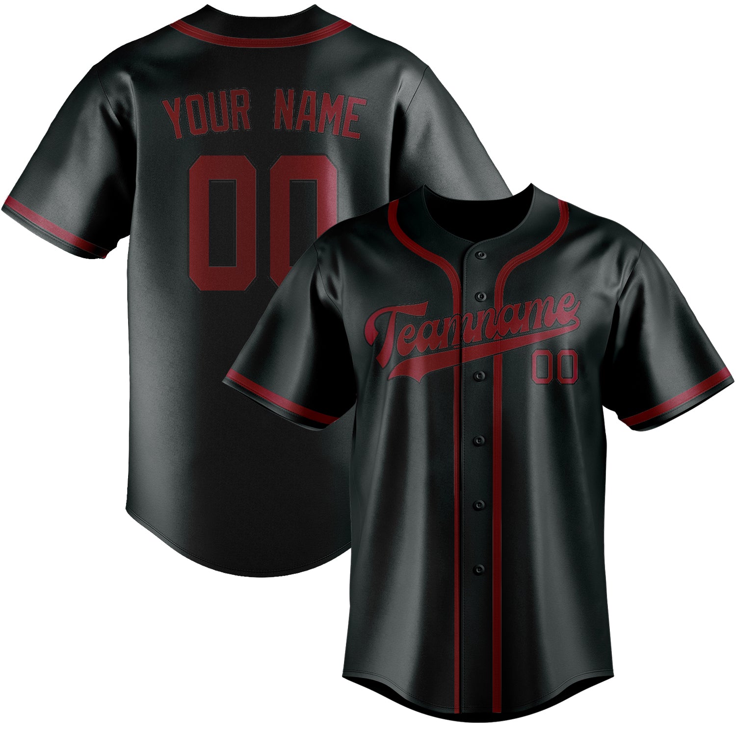Custom Dark Grey Crimson Red Baseball Jersey