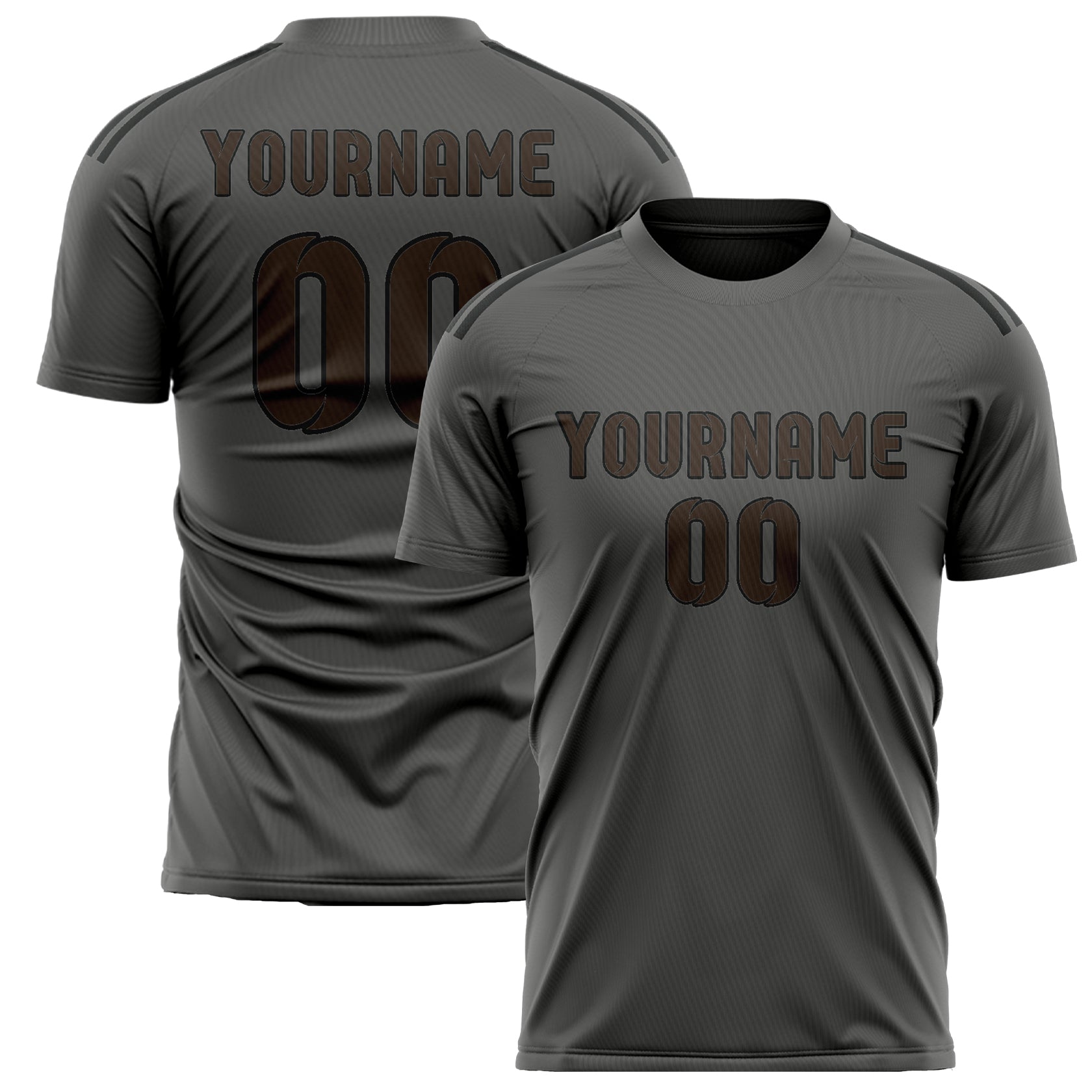 Custom Dark Grey Brown Soccer Jersey